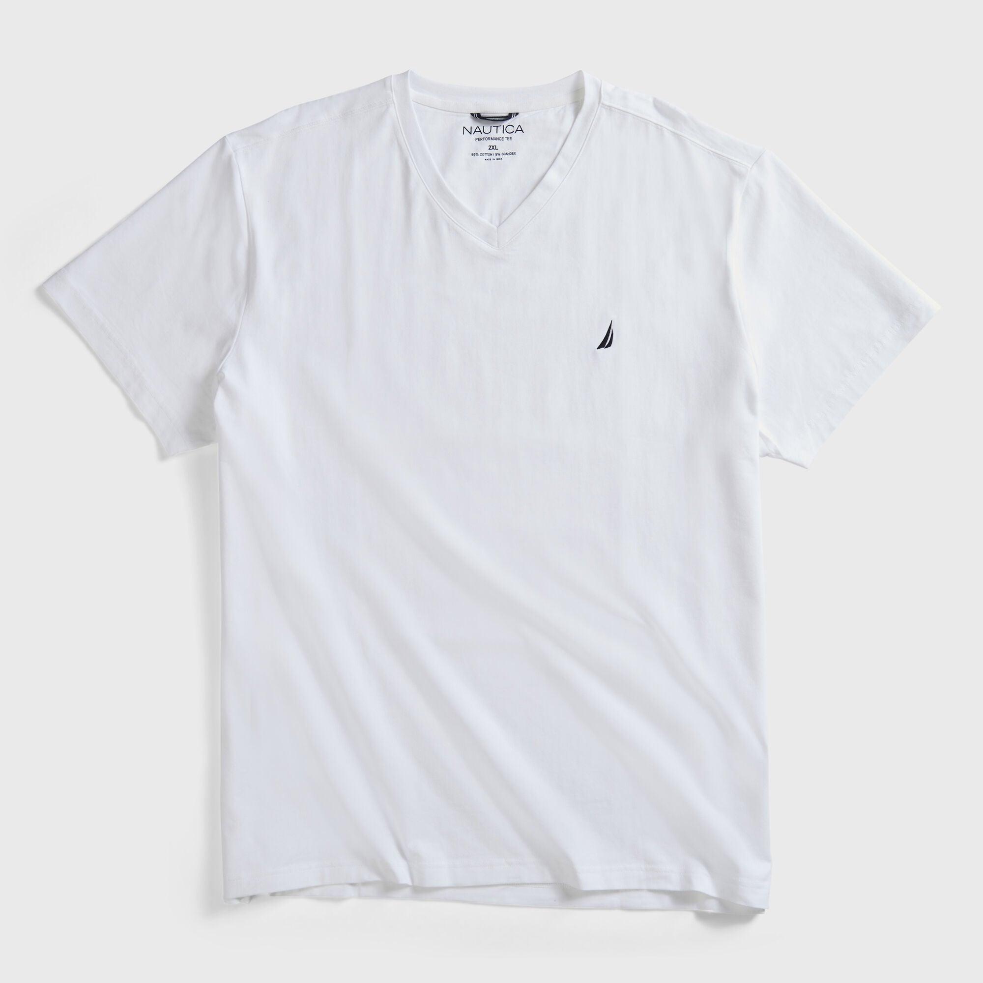 Nautica Big & Tall Performance V-neck Deck T-shirt in White for Men