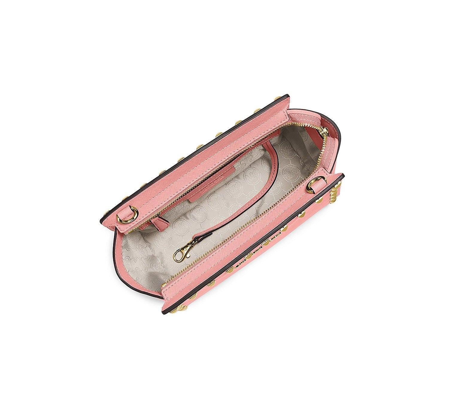 NWT Michael Kors Selma Studded Medium Leather Crossbody in Pale Pink $248
