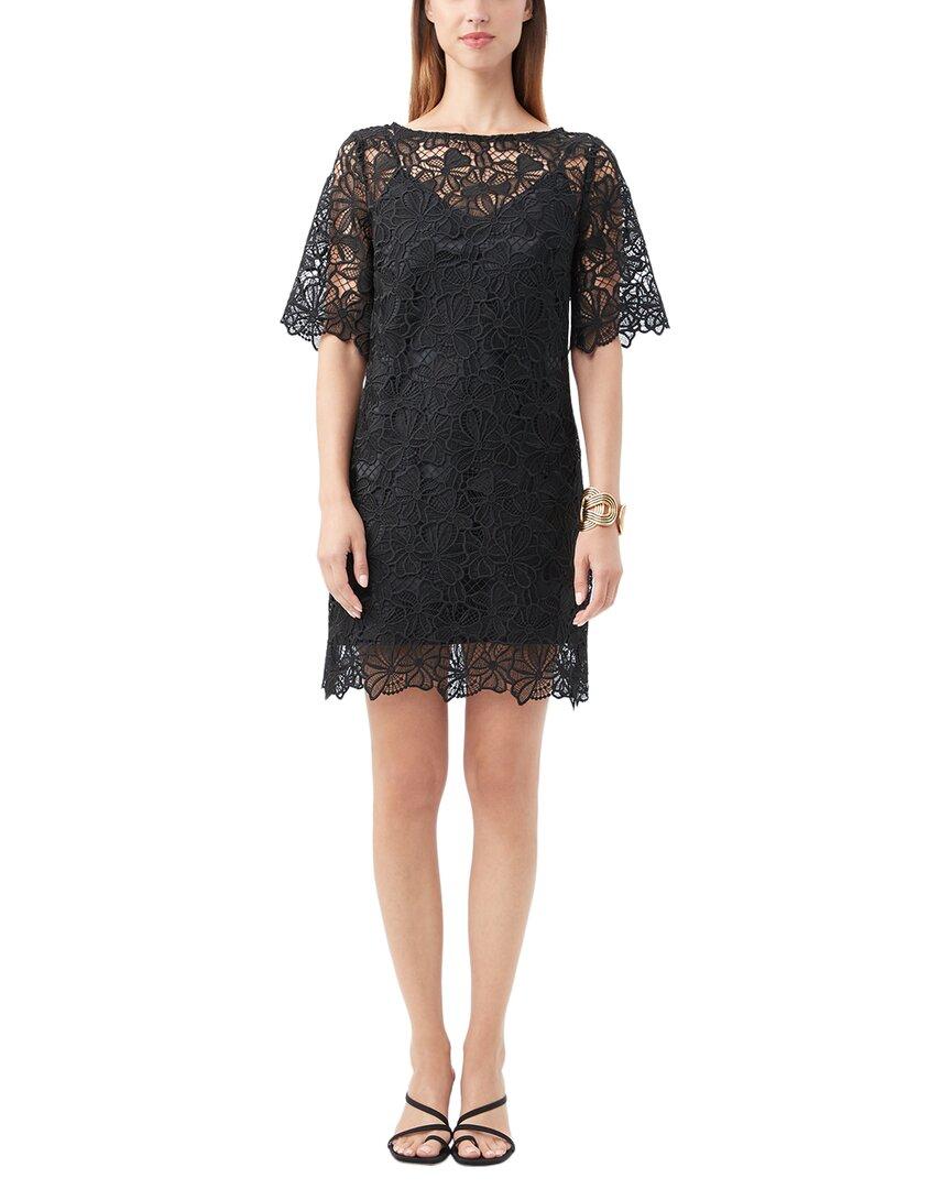 trina turk central lace dress Trina Turk Janeiro Georgette Point Collar Lace-Up Bracelet Sleeve Dress