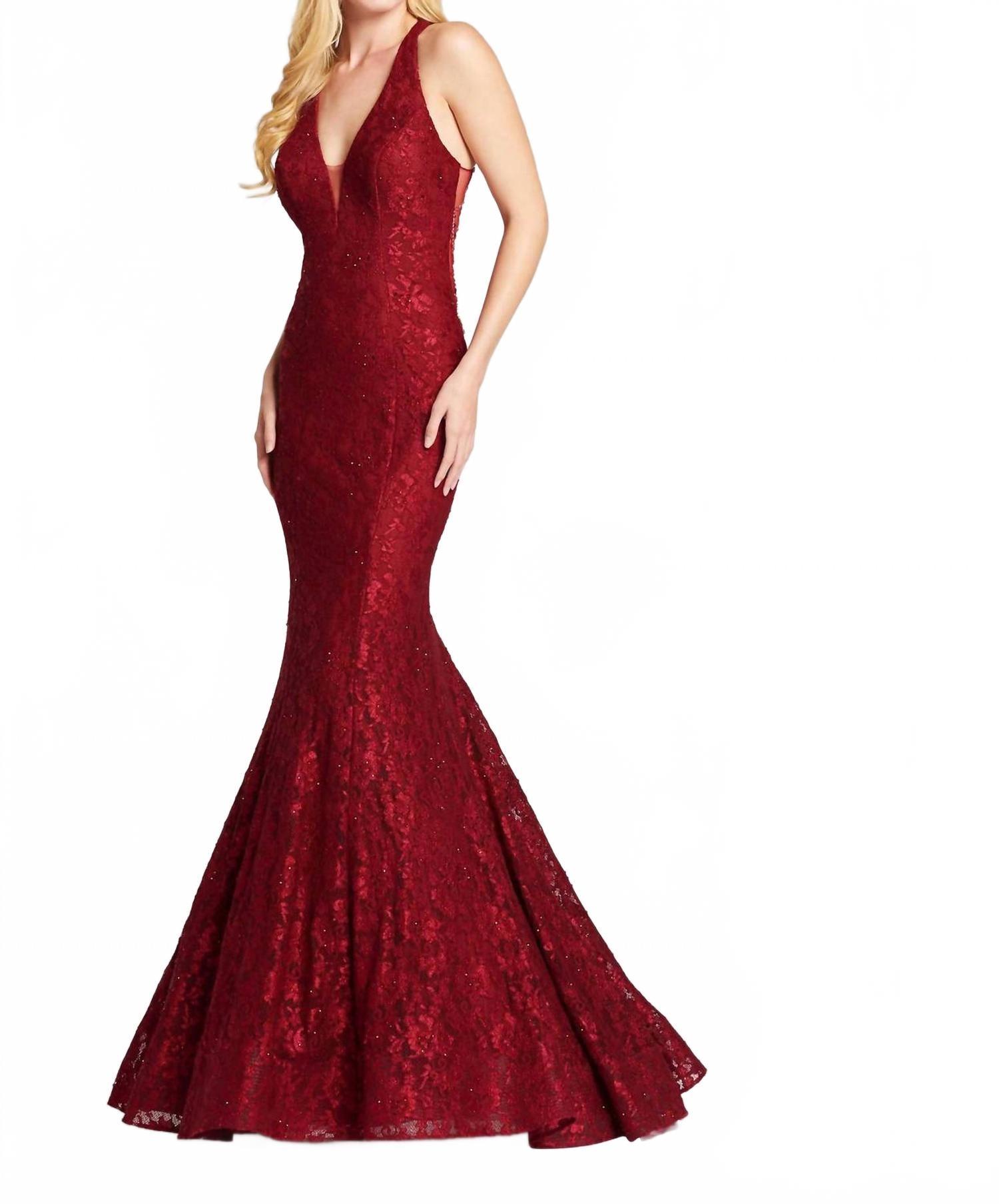velvet burgundy dress Wine Velvet Beaded One-Shoulder Long Formal Dress with Slit Burgundy / 6 main image 1