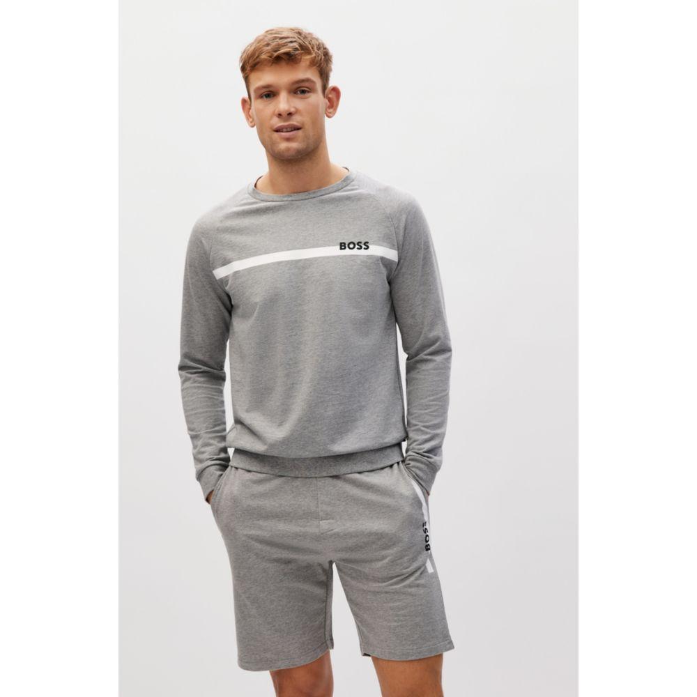 Boss Bodywear Authentic French Terry Zip Up Hoodie in Gray