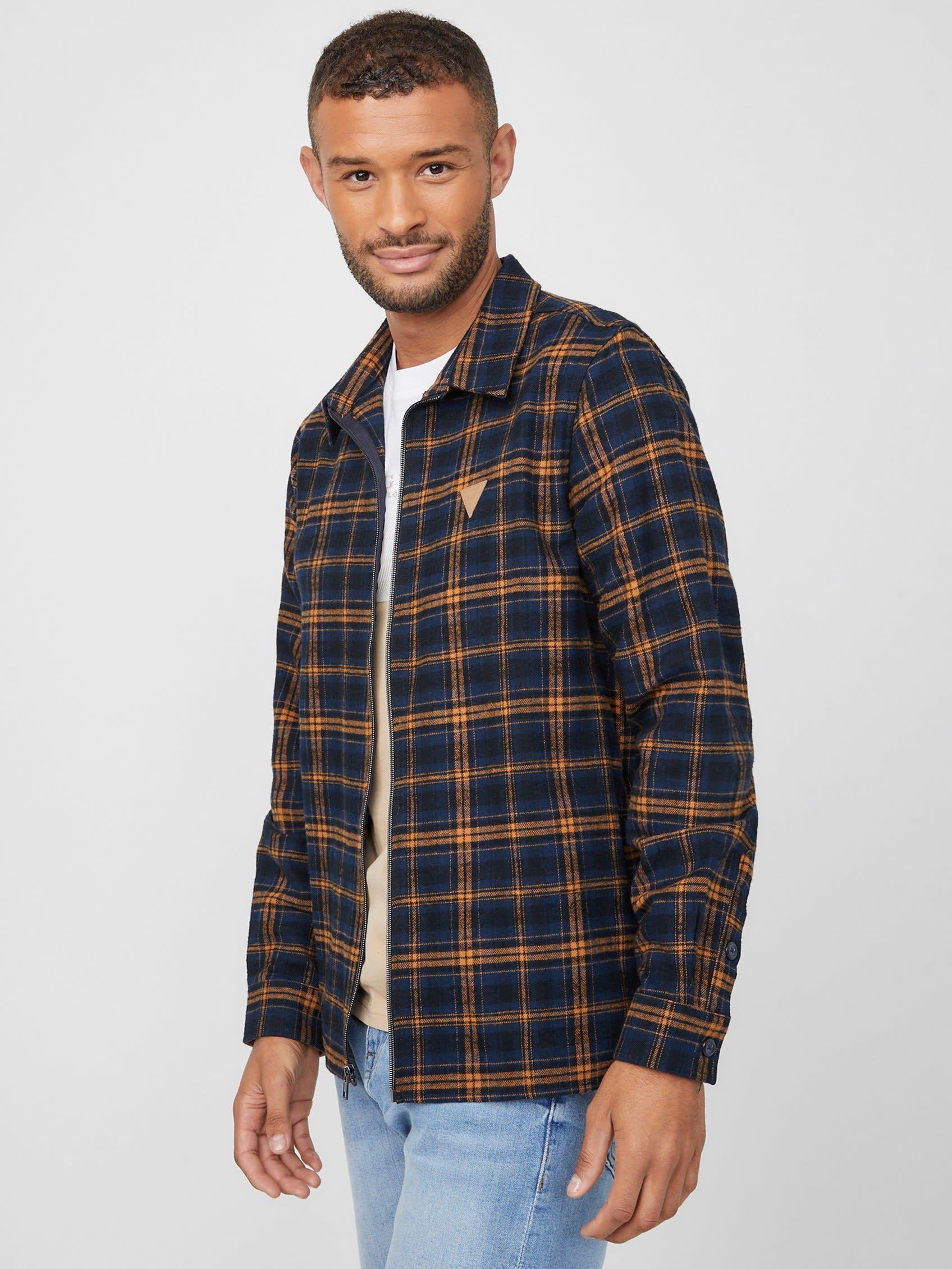 Guess Factory Ned Plaid Shirt Jacket in Blue for Men | Lyst