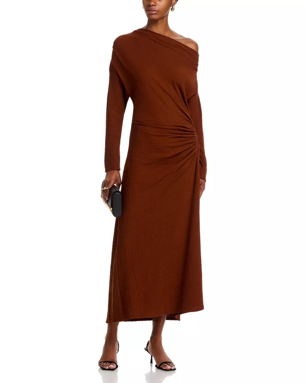 alc dress one shoulder A.L.C. Liv One-Shoulder Draped Merino Dress