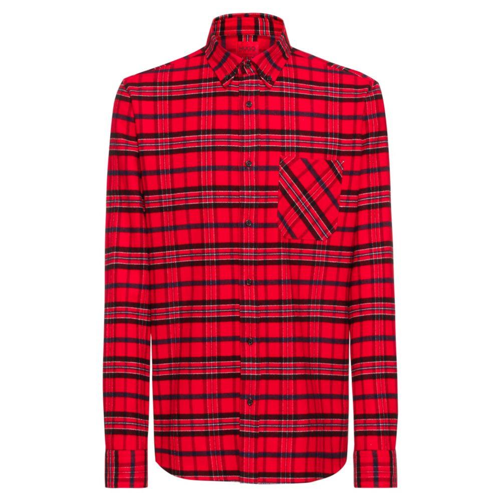 HUGO Boss - Relaxed Fit Shirt In Checked Cotton Flannel in Pink for Men |  Lyst