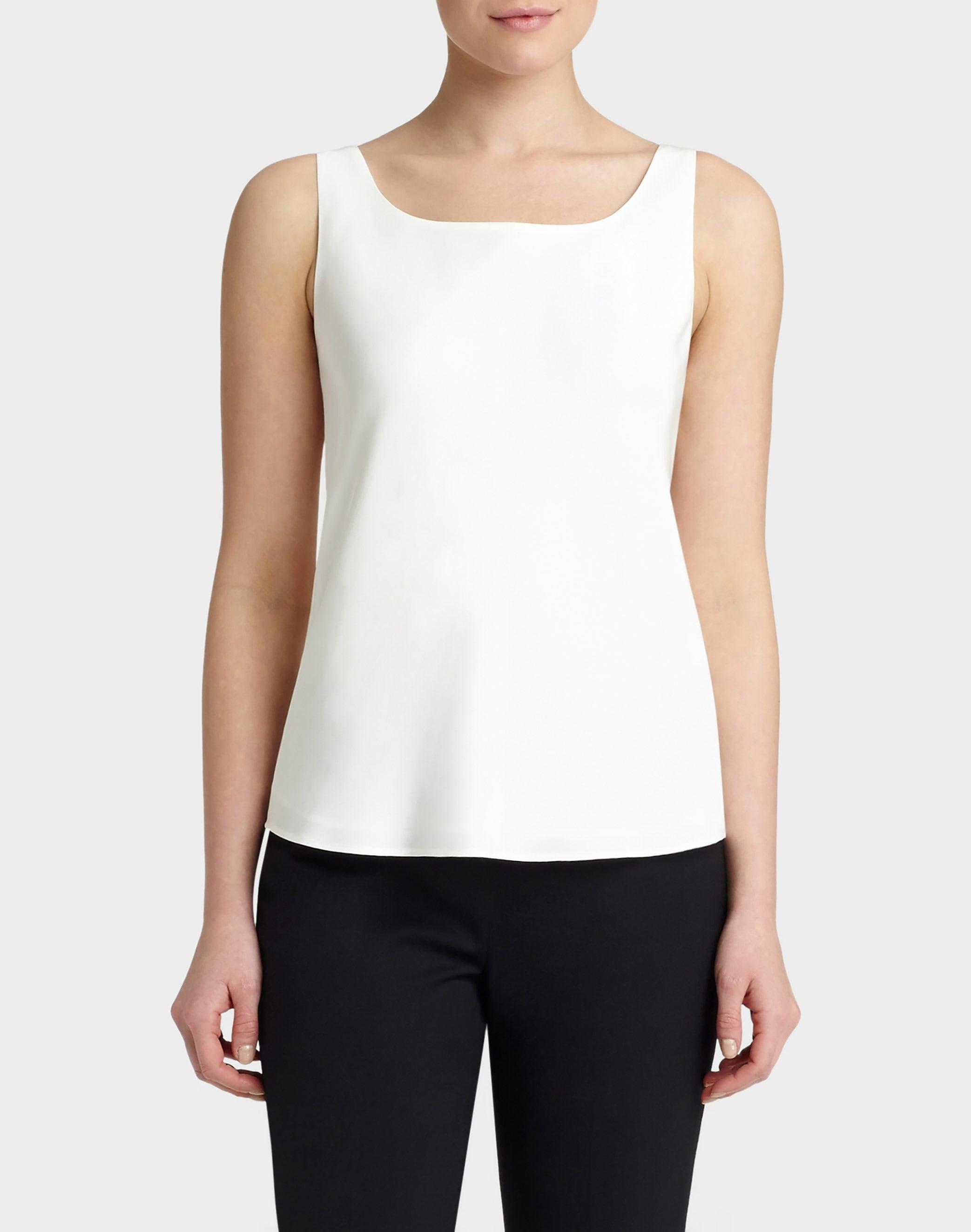 Lafayette 148 New York Matte Silk Bias Cut Tank in White