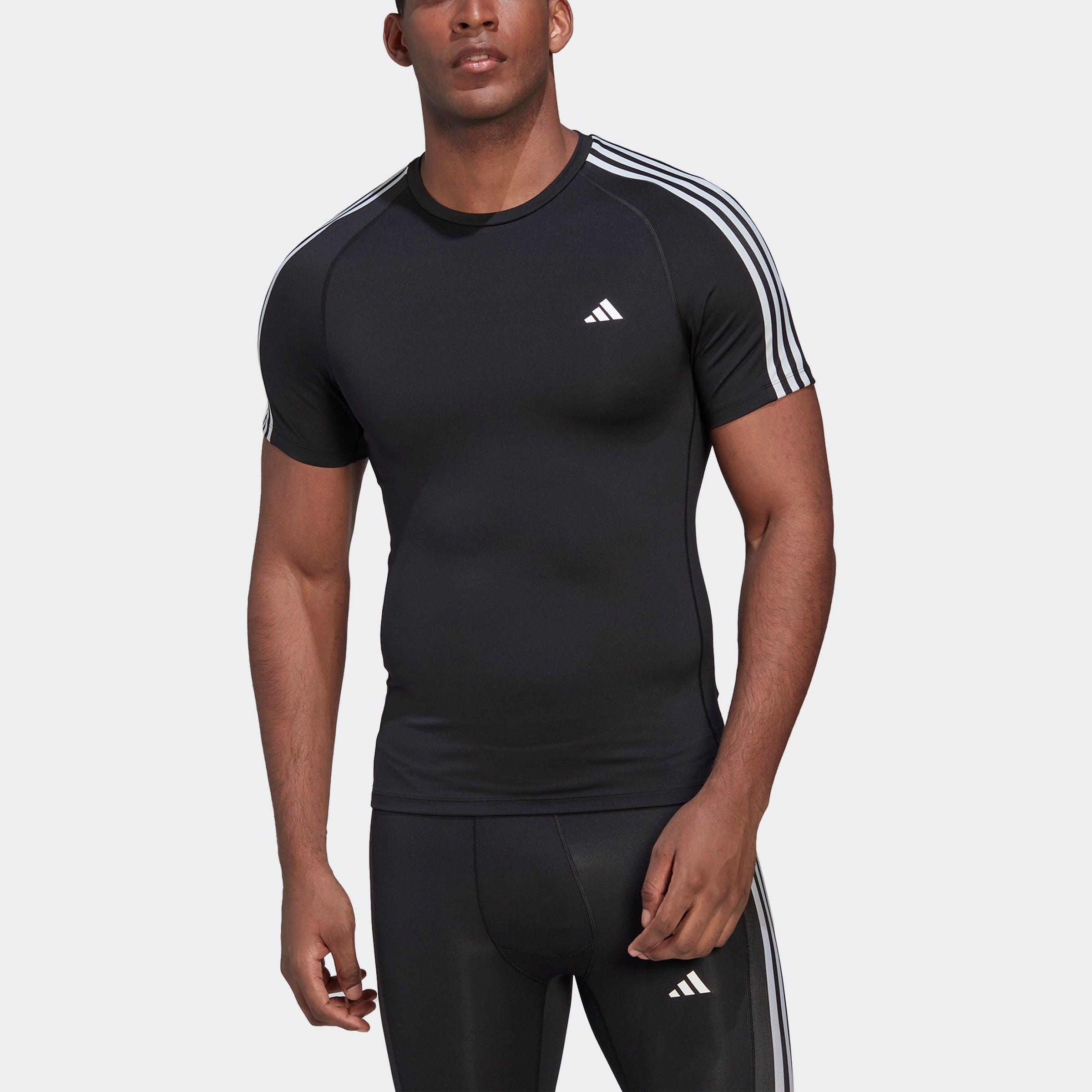 adidas Originals Techfit 3 Stripes Training Tee in Black for Men | Lyst