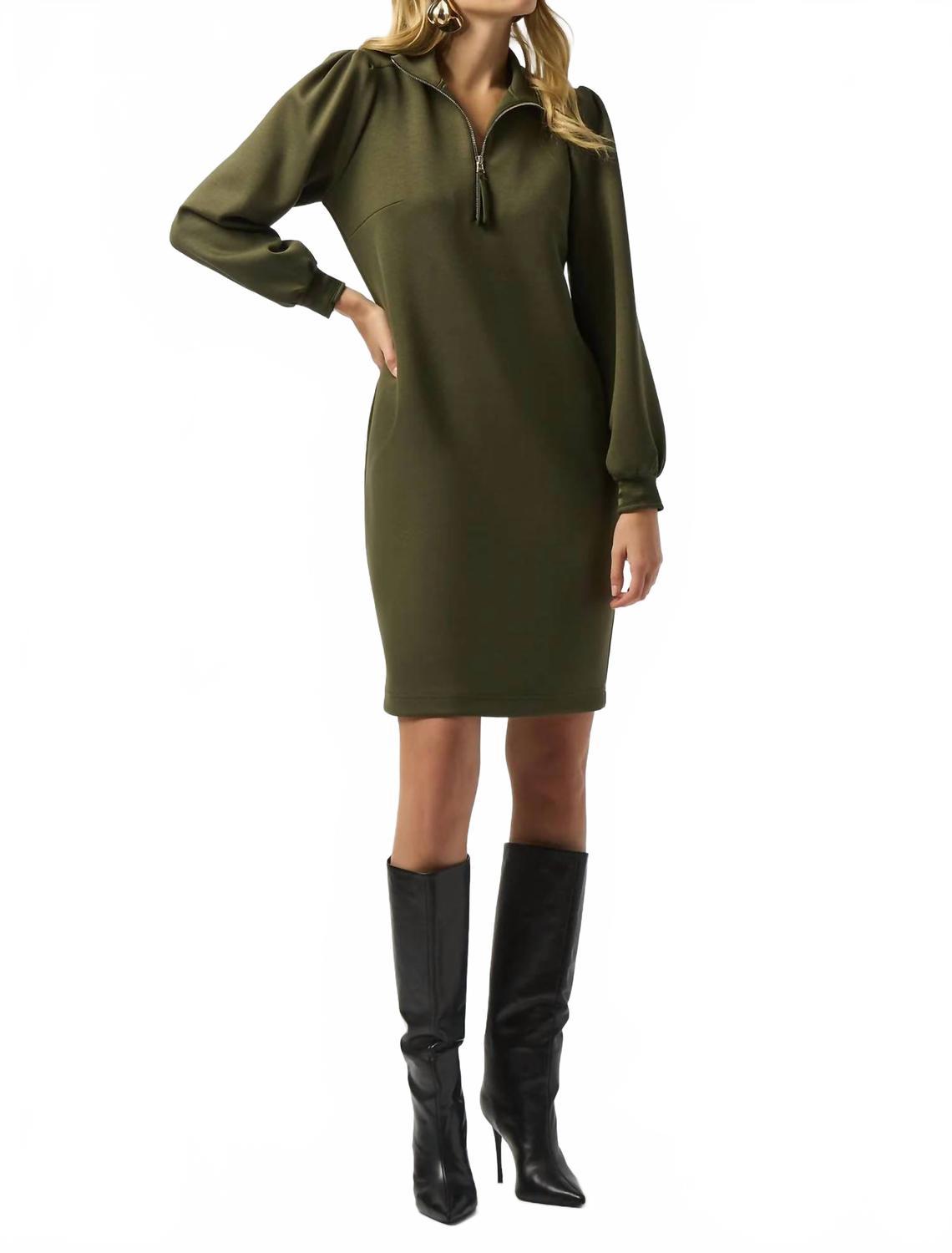 mini sage green dress Sage Green Half Zip Up Mock Neck Maternity Mini Dress main image 1