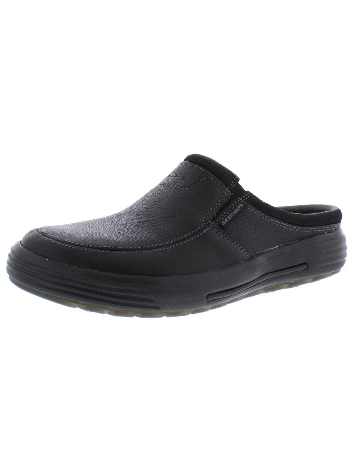 Skechers Porter-vamen Leather Slip On Loafer Slides in Black for Men | Lyst