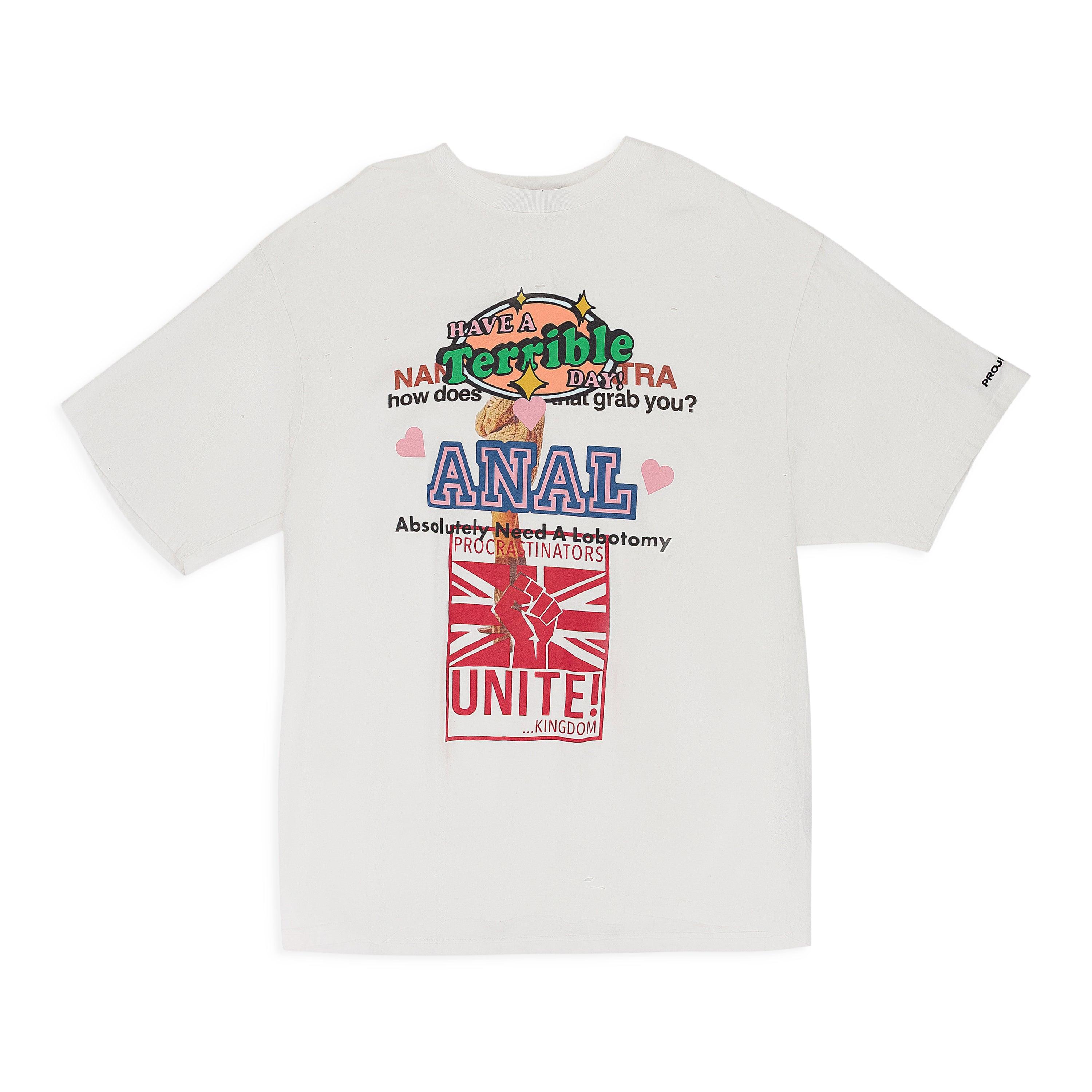 PROJECT G/R ホワイト Tシャツ EXPENSIVE PROJECT G/R Mixed Printed Vintage T-Shirt in White for Men