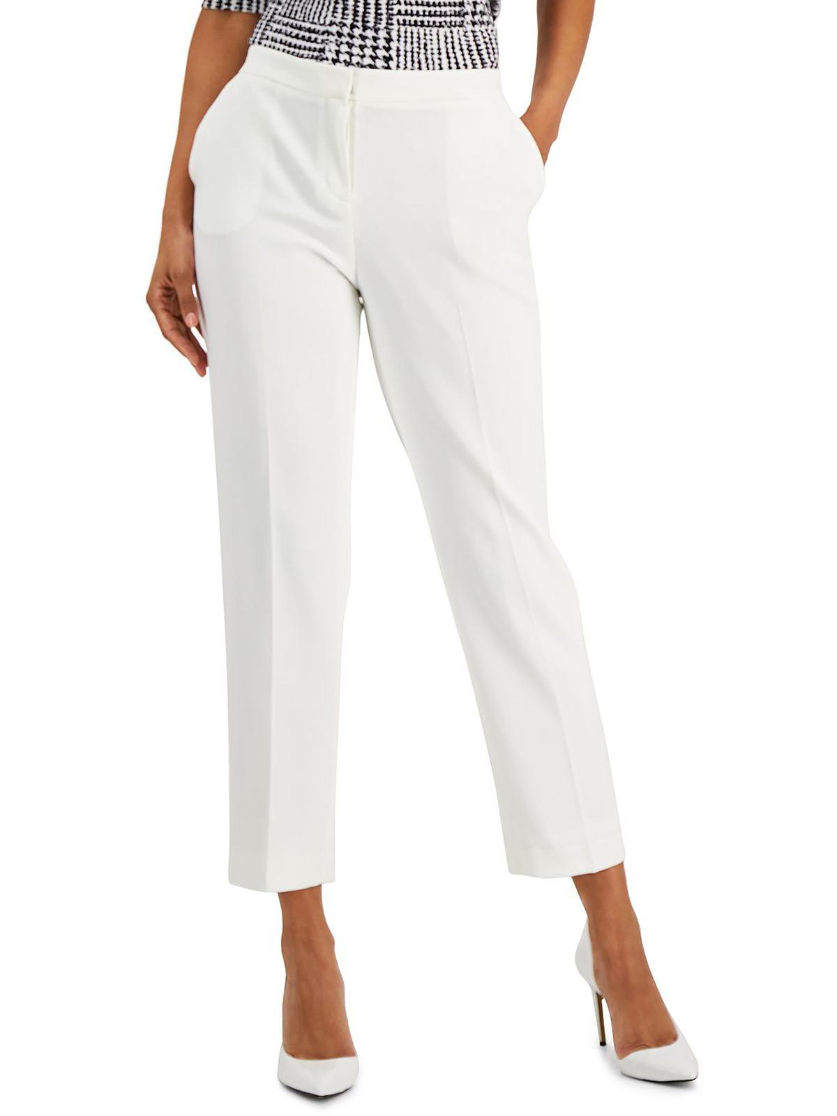 Kasper Petites Elastic Waist High Rise Dress Pants in White | Lyst