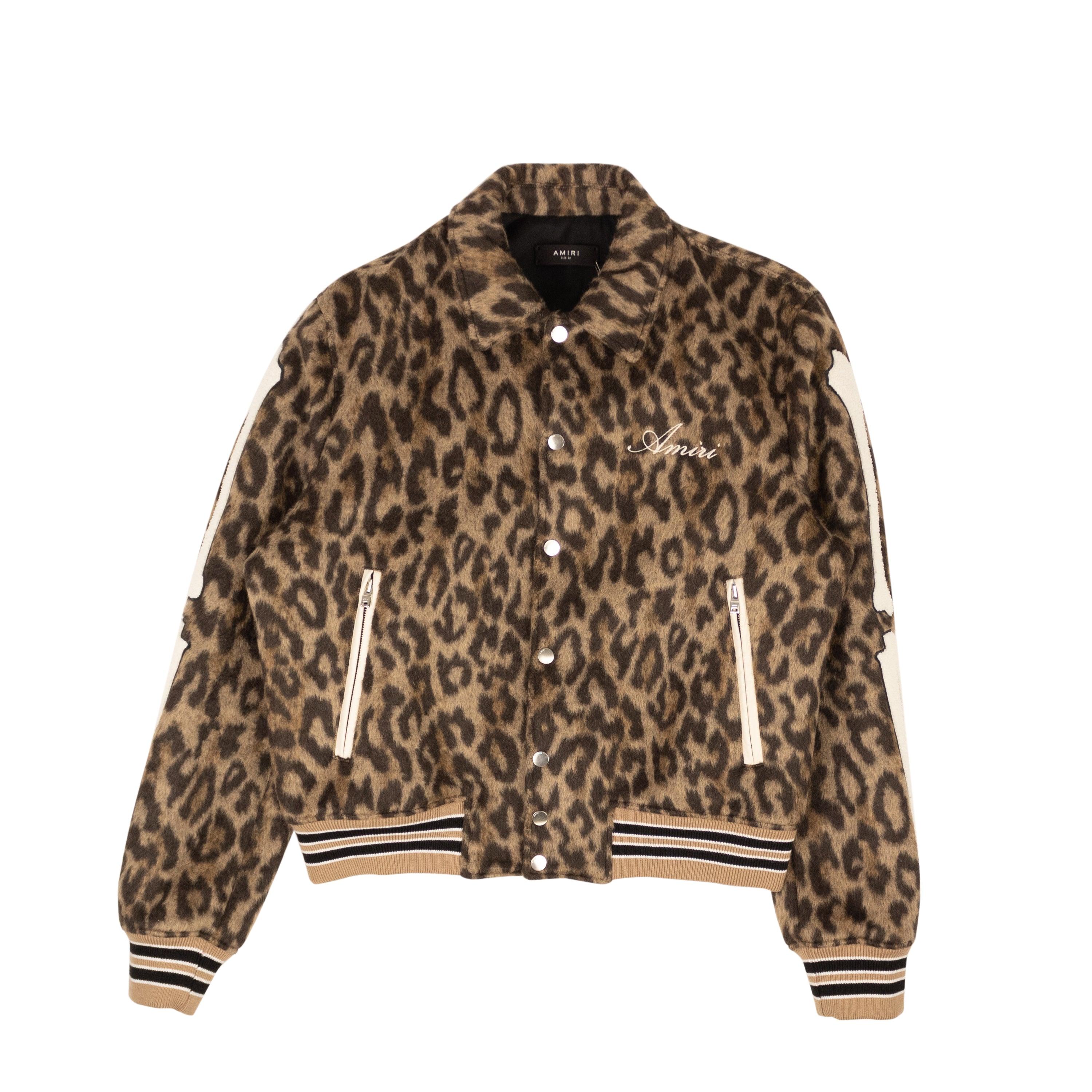 Amiri Brown Leopard Print Bones Varsity Jacket for Men Lyst