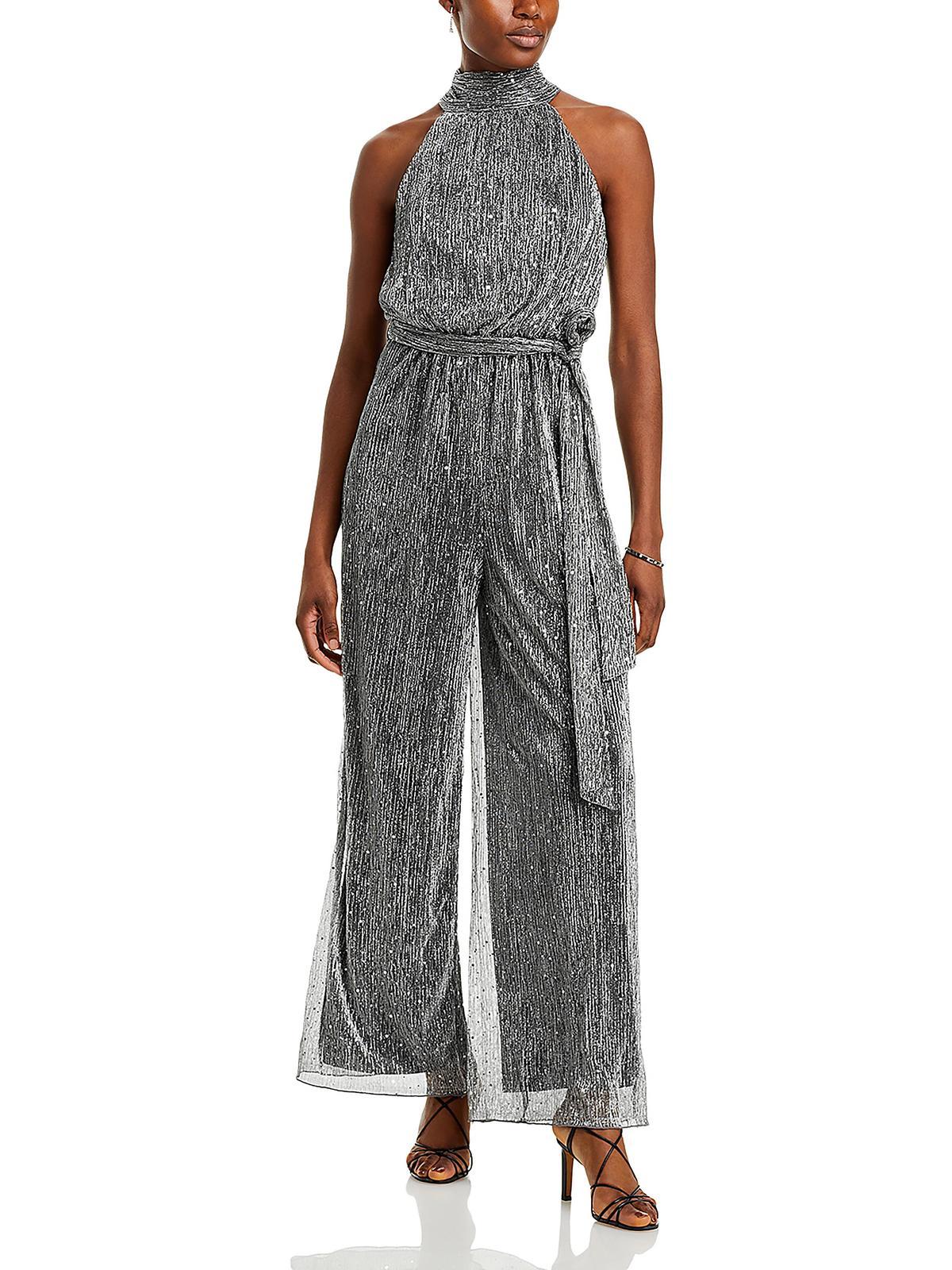 Eliza J Womens Embellished Wide Leg Jumpsuit EJ2-0062 Black 10