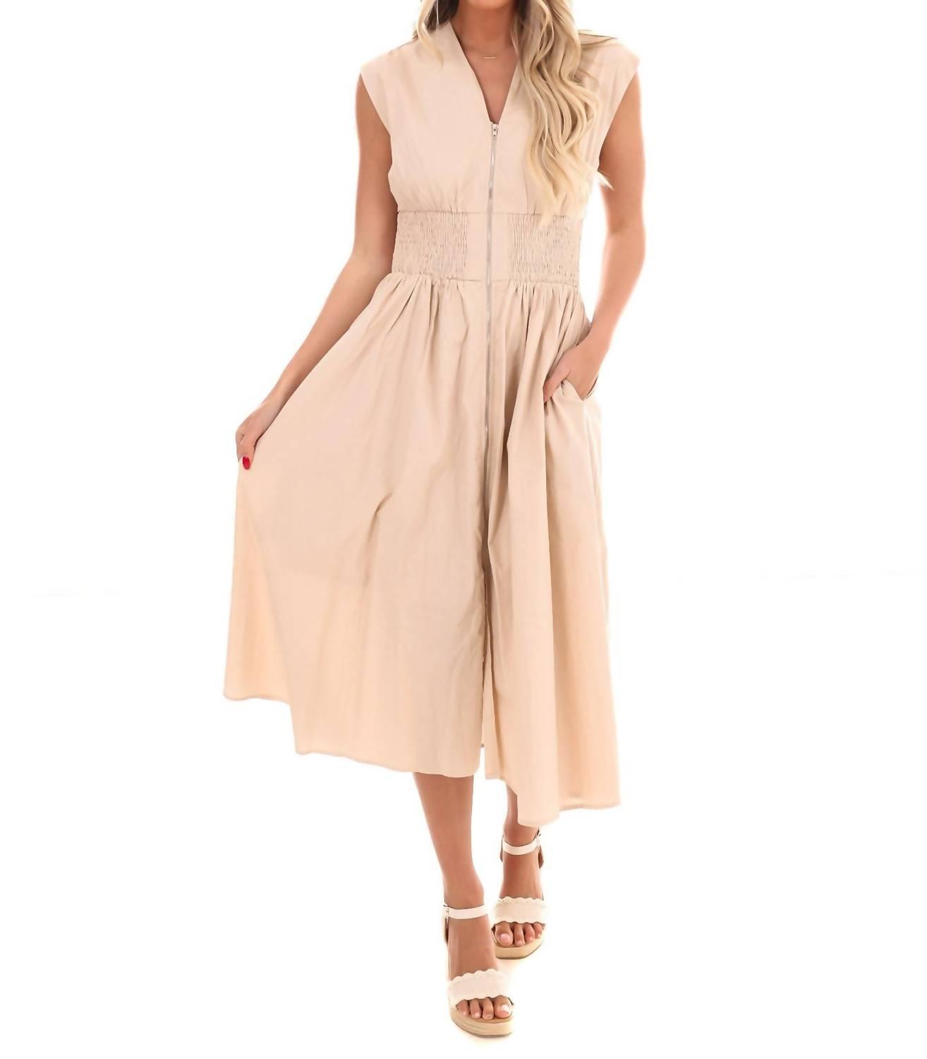 She + Sky Sign Of The Times Midi Dress in Natural | Lyst