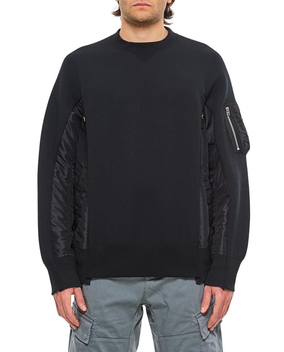 Sacai Sponge Sweat X Nylon Twill Pullover in Black for Men