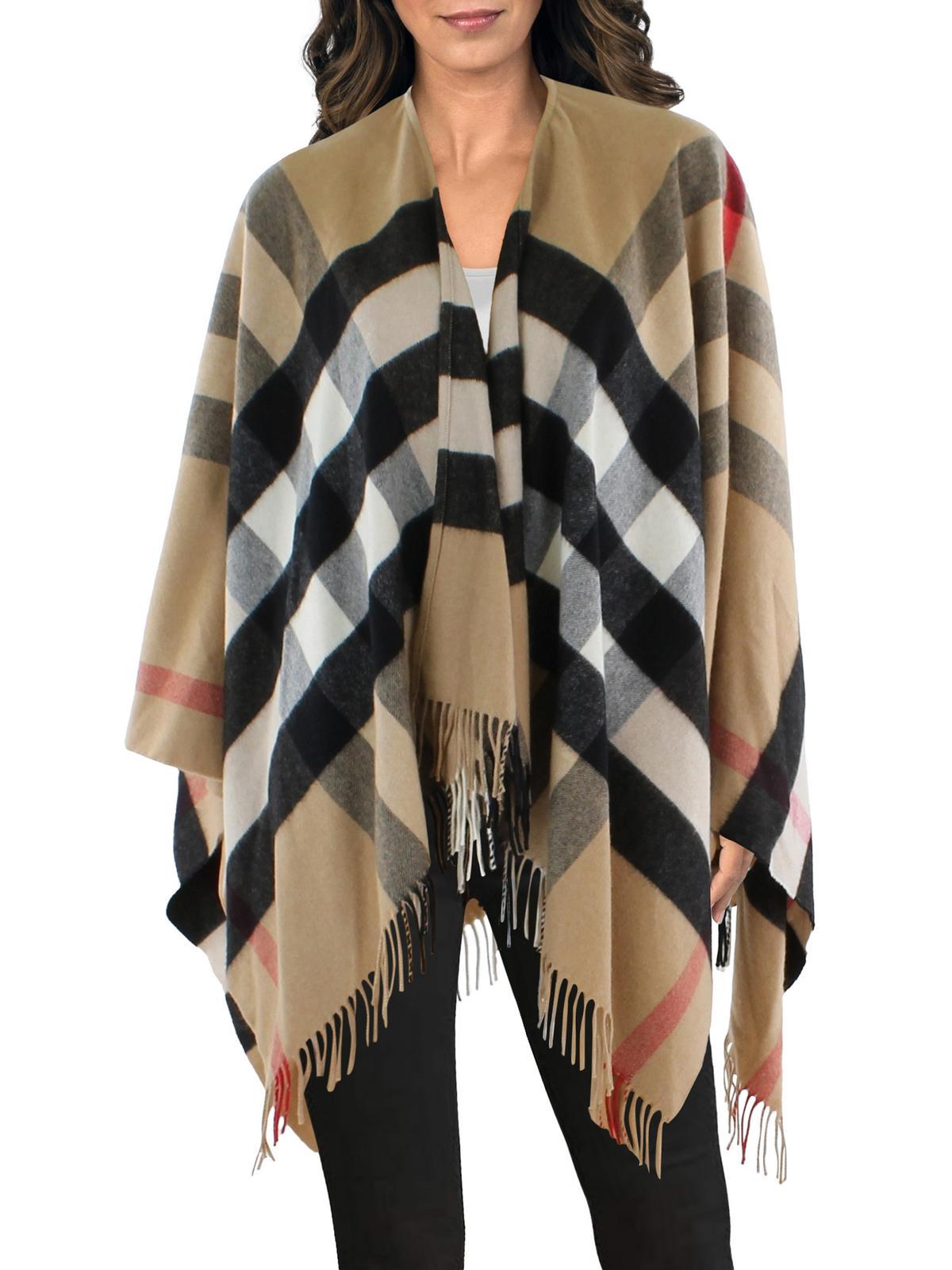 Burberry Cashmere Blend Plaid Cape in Brown Lyst