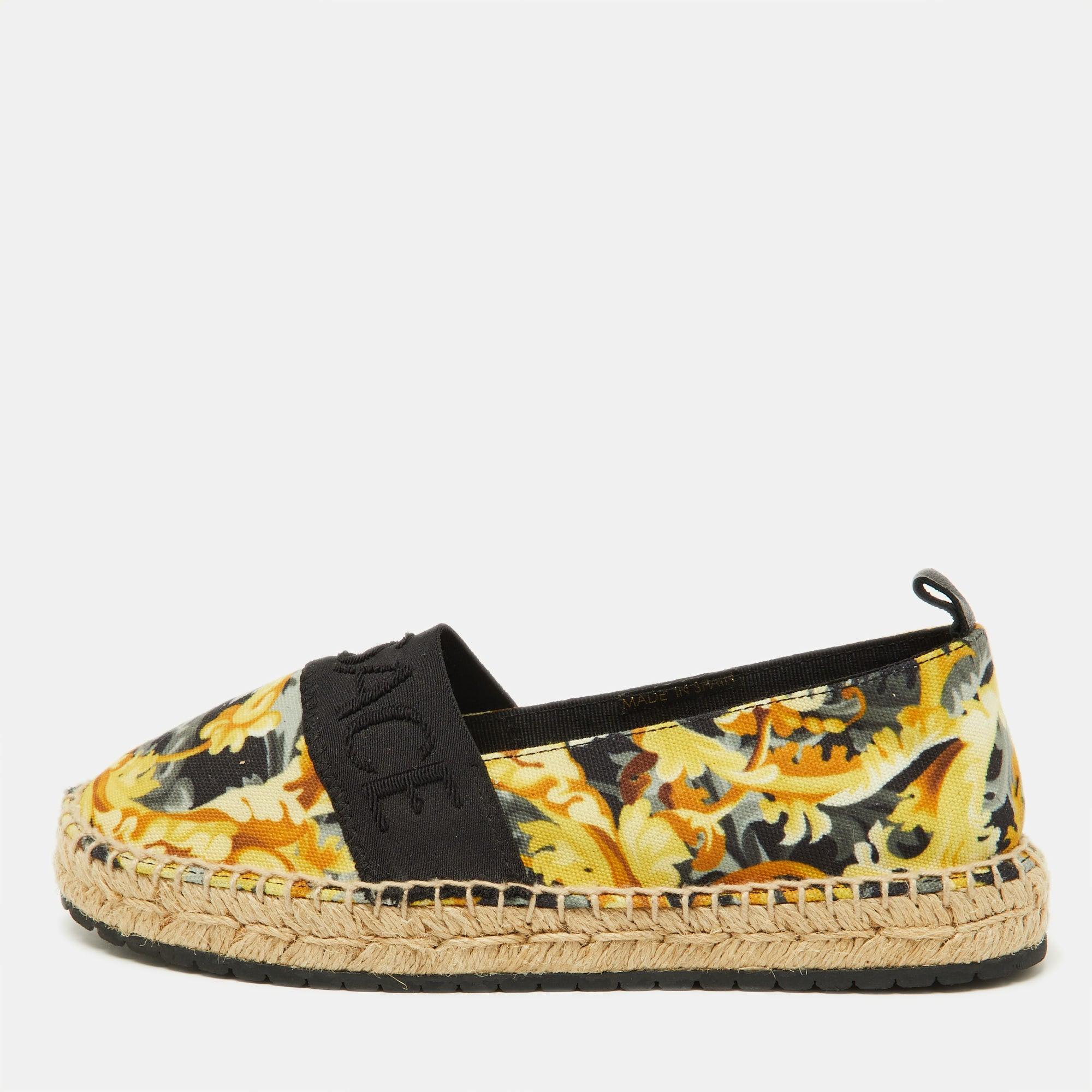 Versace Black & White Logo Espadrille Slip-Ons Versace Collection Greek fret print canvas slip-ons  main image 2