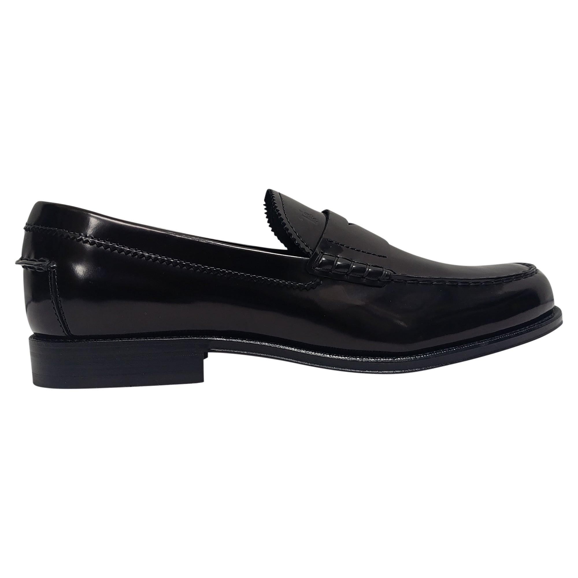 Tod\'s Brushed Penny-Strap Loafers in Black Leather Tod main image 3