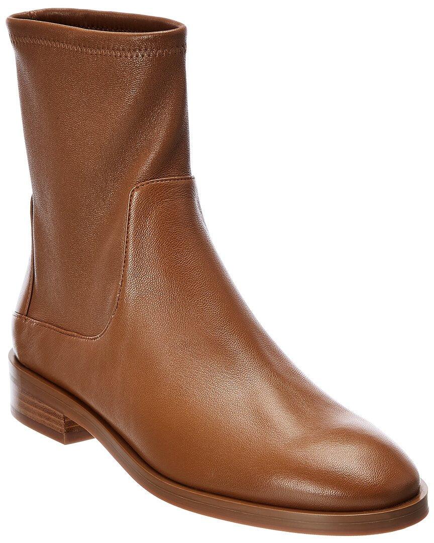 Stuart Weitzman Kye Leather Sock Bootie in Brown Lyst