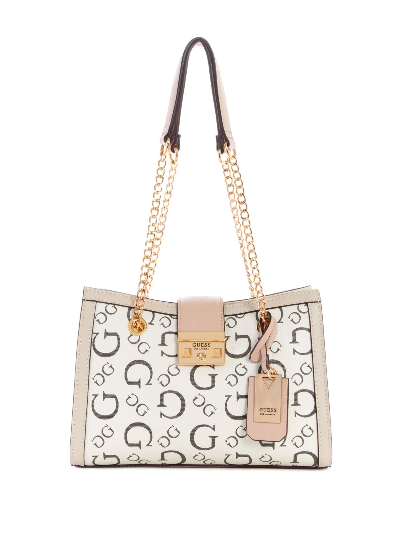 Guess Factory Marlo Logo Satchel in White