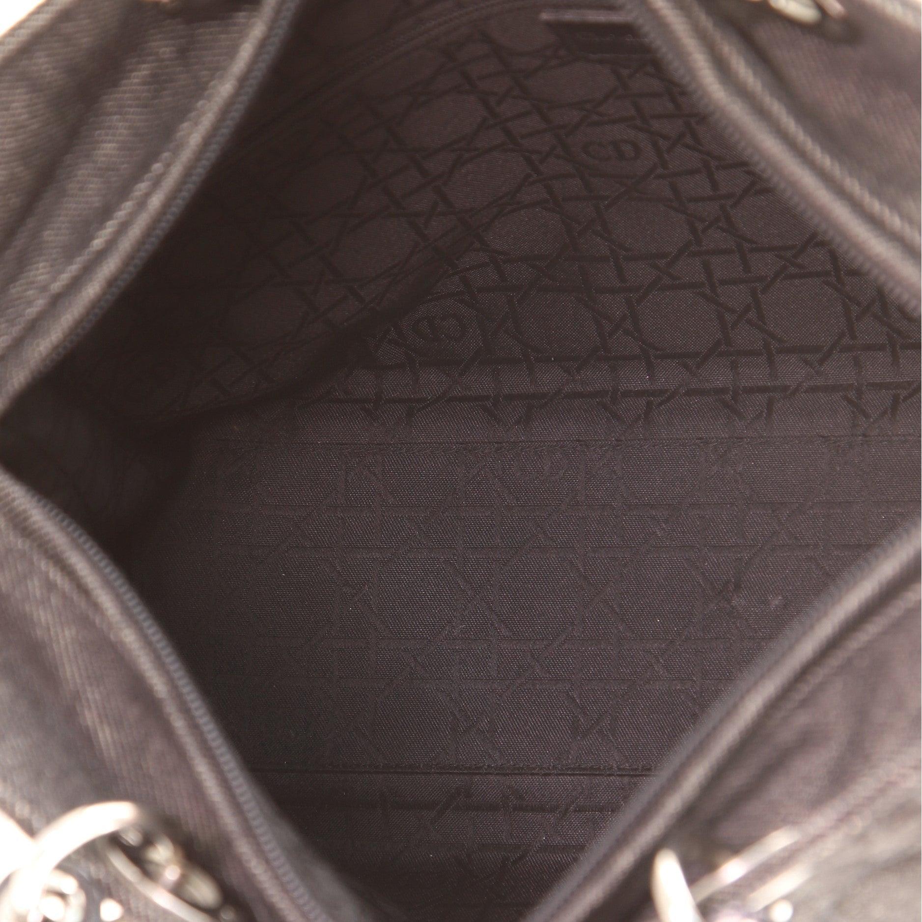 Dior Vintage Cannage Quilted Denim Large Lady Dior Bag in Black