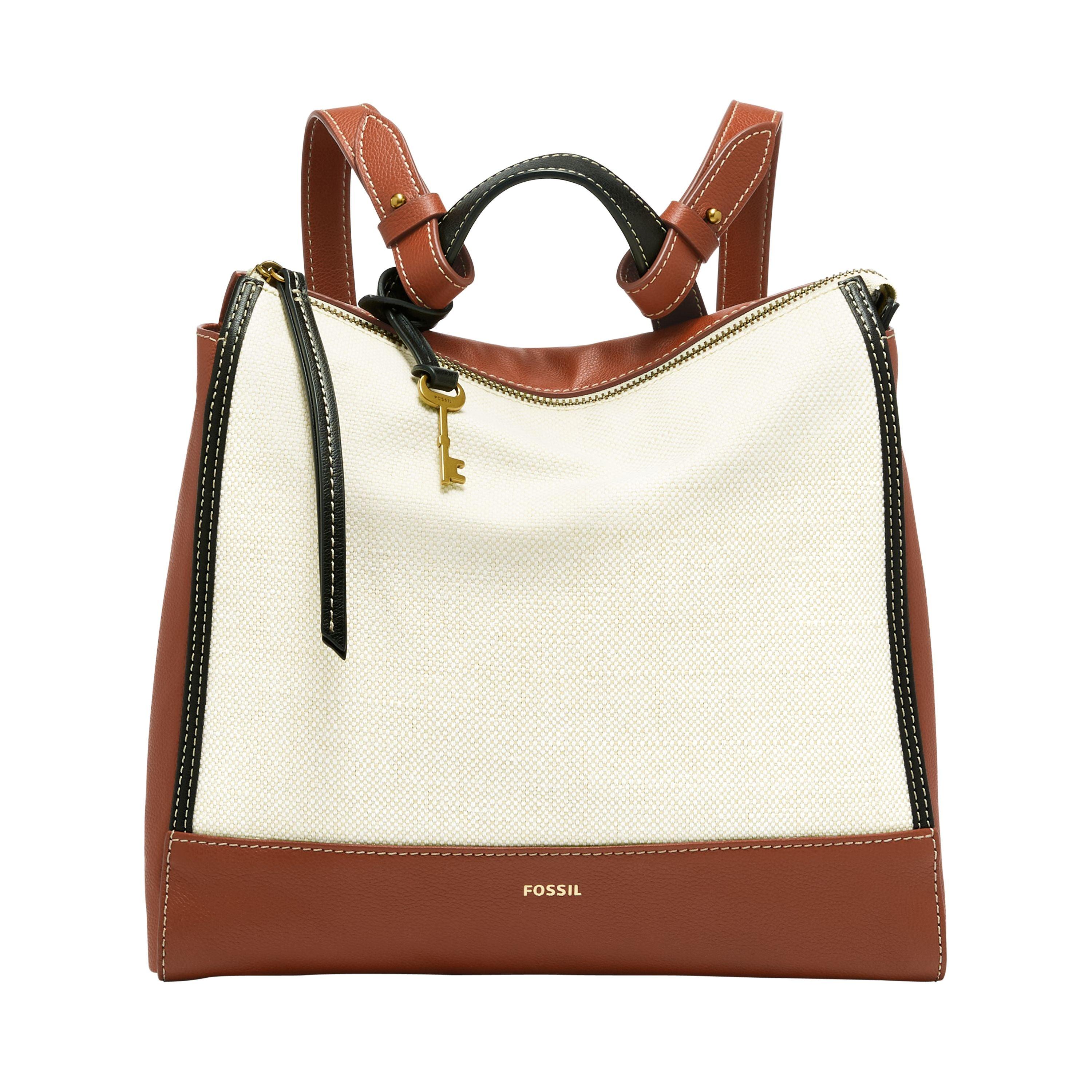 Fossil Elina Cotton Canvas Small Backpack in Brown Lyst