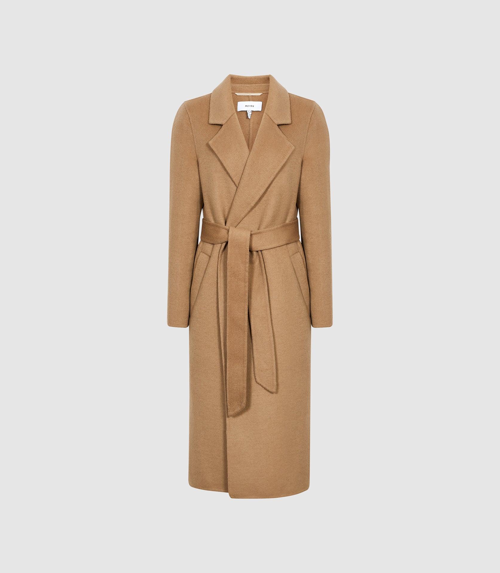Reiss Brooks-long Length Belted Camel - Coat in Natural | Lyst