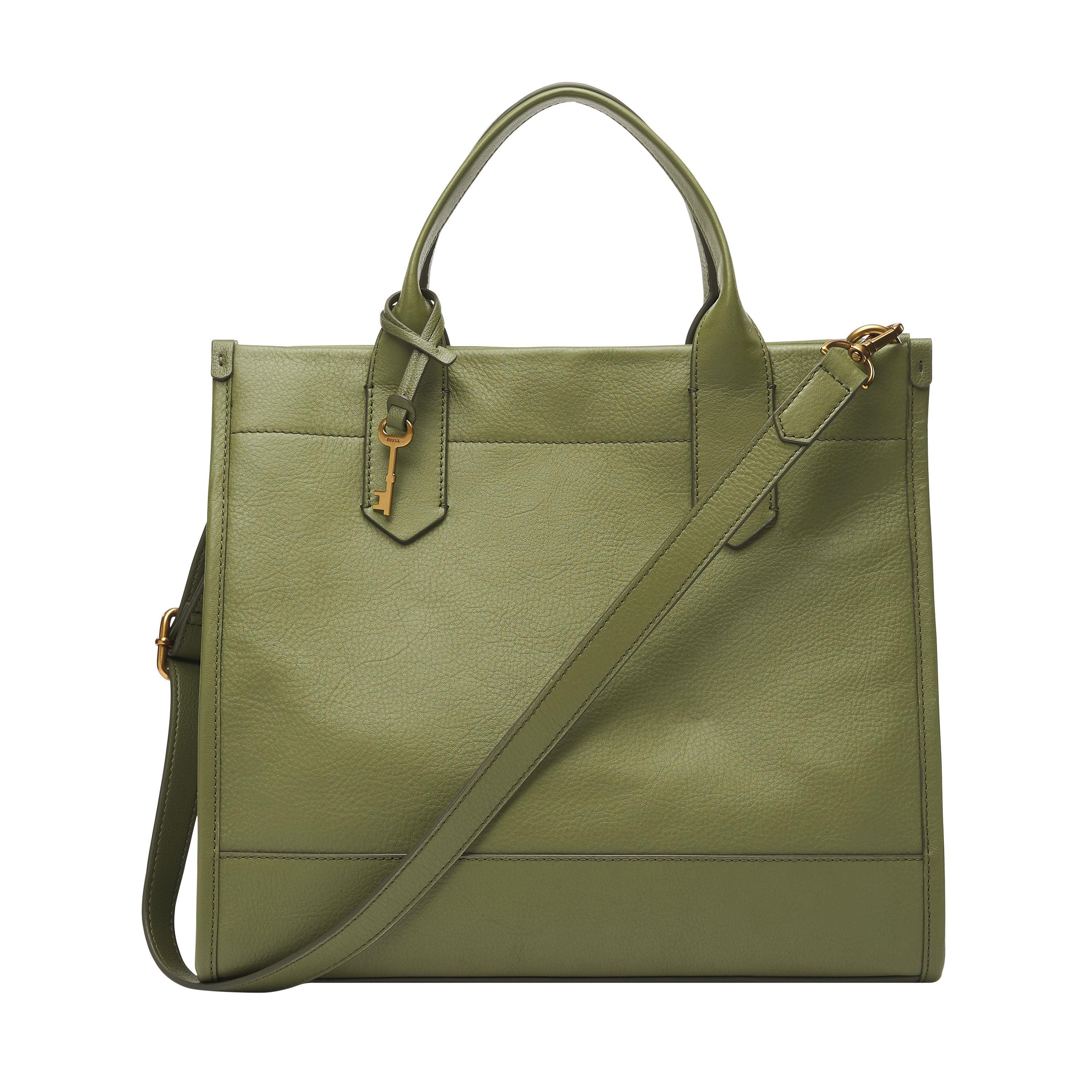 Fossil Kyler Leather Tote in Green | Lyst