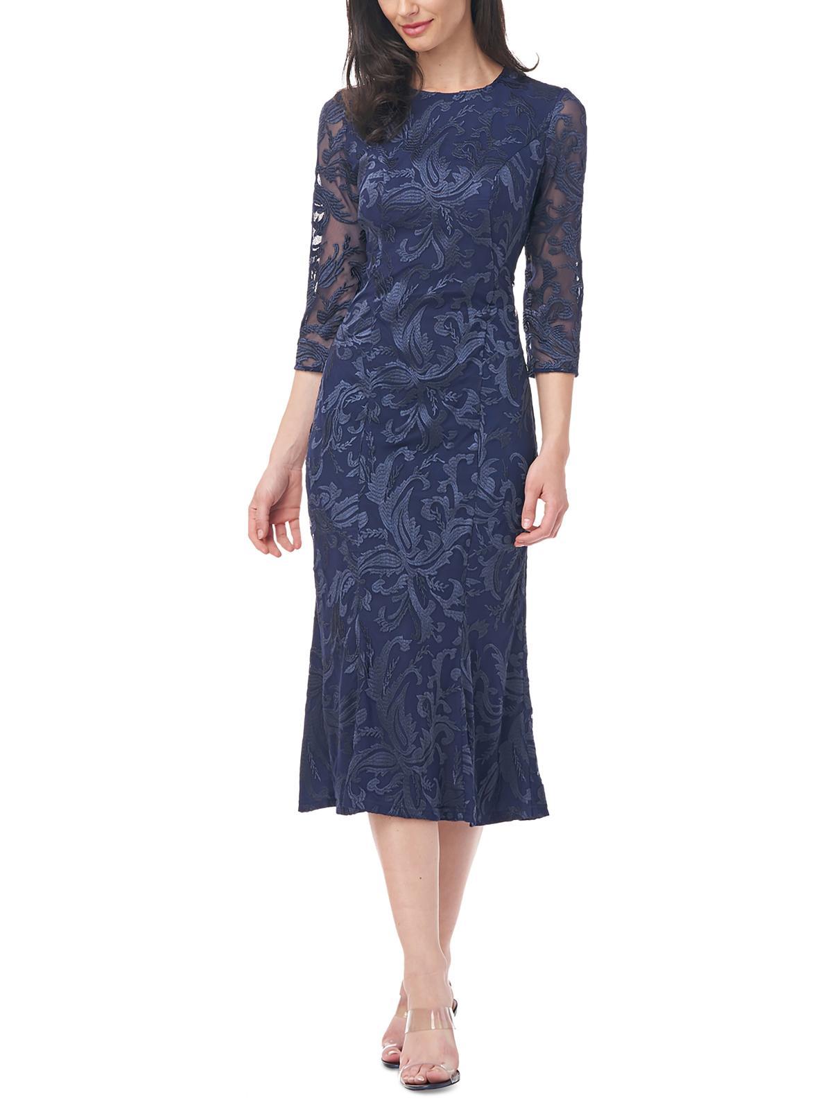 Js collections soutache outlet embroidered overlay midi dress