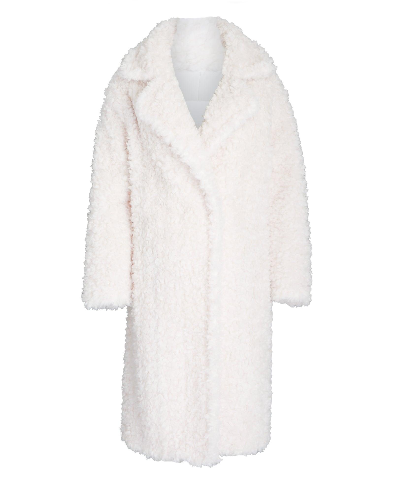 Yves Salomon Curly Wool Maxi Coat in White | Lyst