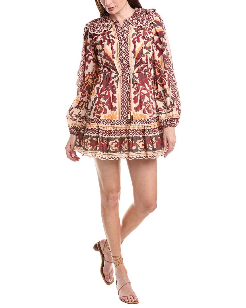 open lace back dress Red Summer Foliage Mini Dress – FARM Rio main image 1