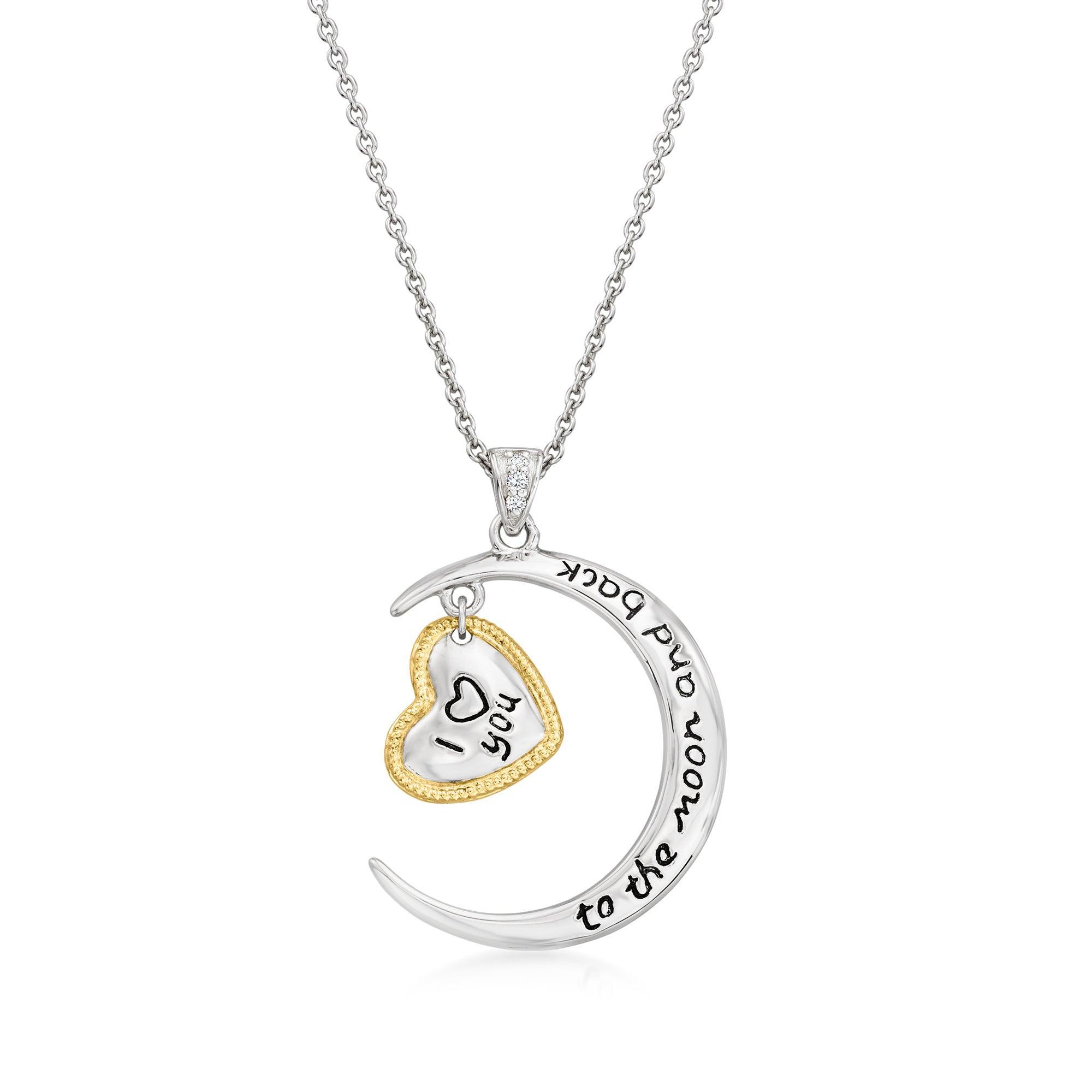 Ross-Simons Crescent Moon And Heart Pendant Necklace In Sterling Silver And  14kt Yellow Gold in 18 in (Metallic) | Lyst