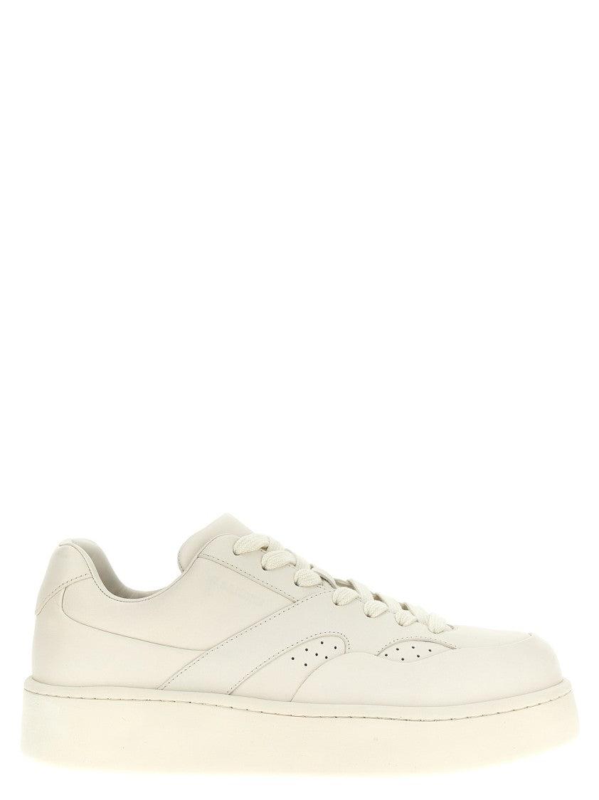 スニーカー Jil Sander White Leather And Fabric Basket Sneakers Leather sneakers in white - Jil Sander | Mytheresa