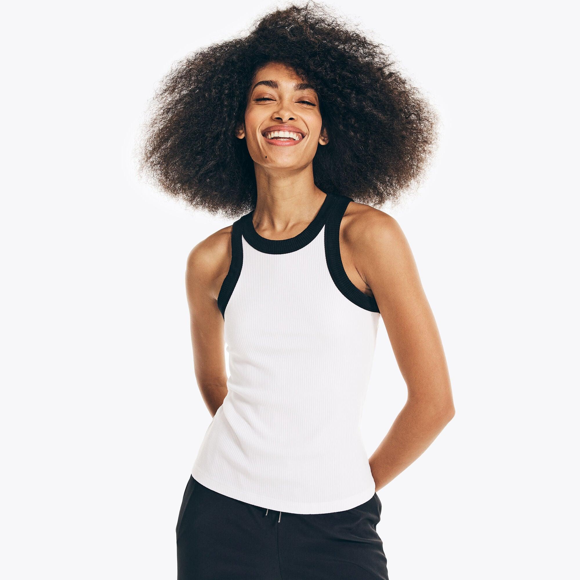 Nautica Women's Sleeveless Scoop Neck Top - Urban Camo, Gray, Navy & More, Cotton Blend, Side Slit Hem