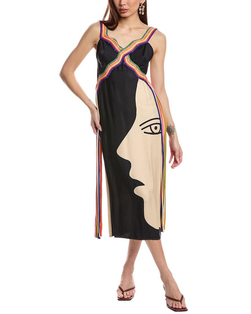 farm rio beaded spring sleeveless midi dress Multicolor Surreal The Mo'black Baby Dress