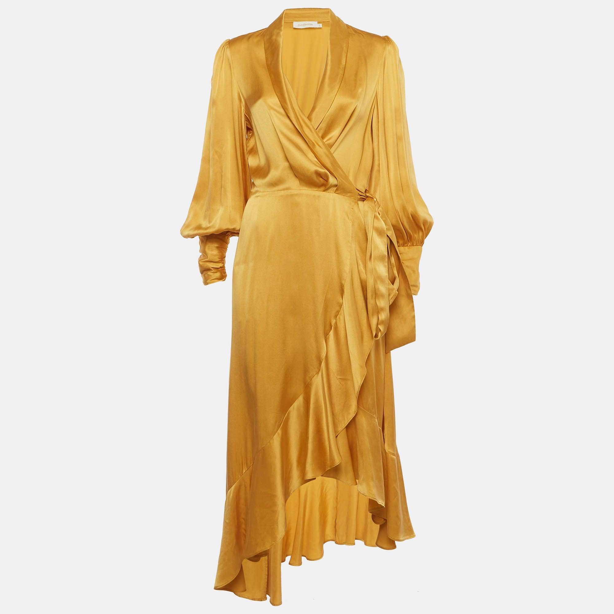 zimmermann gold dress lurex wrap midi dress main image 0