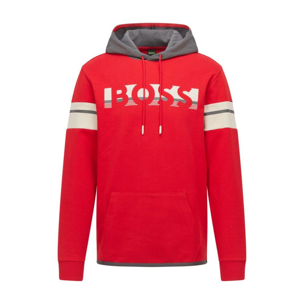 BOSS - Cotton-blend relaxed-fit hoodie with embroidered logo