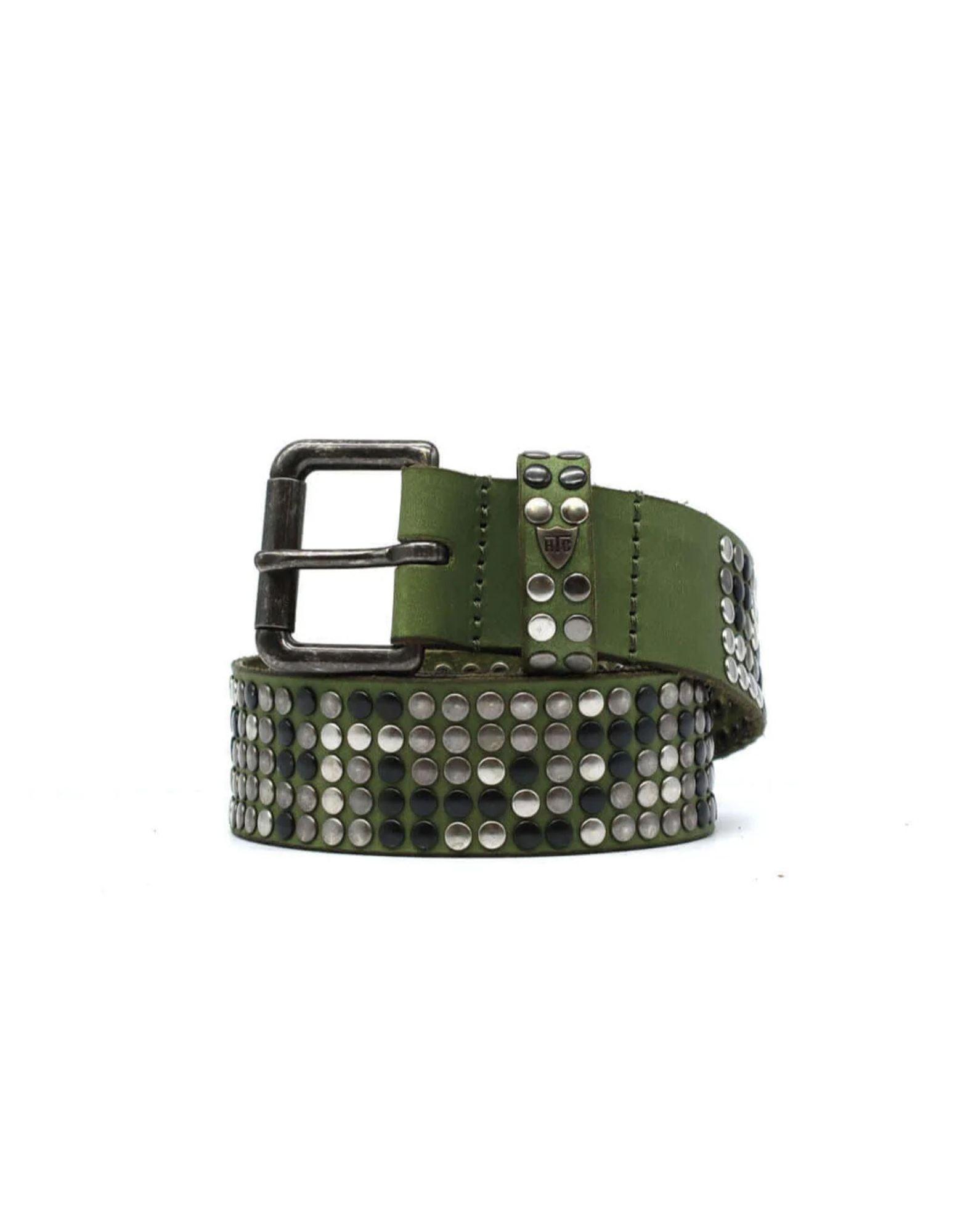 HTC 5.000 Studs Color Belt Leather Studded Belt in Green for Men 