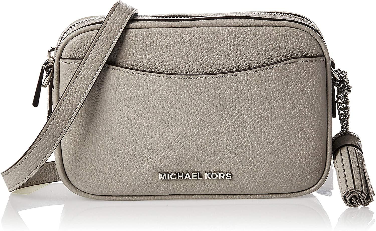 Michael Kors Jet Set Item East West Pocket Pebble Leather Tote (Gray)