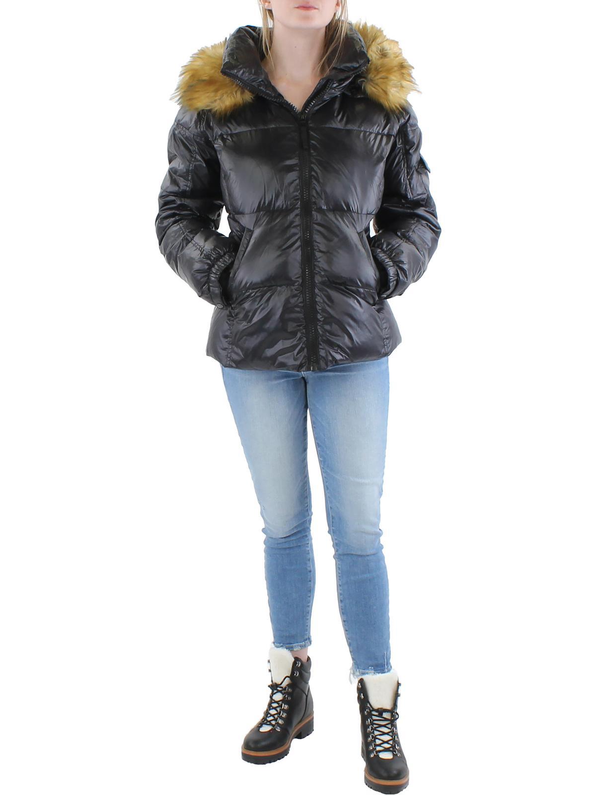 S13/nyc Allie Faux Fur Trim Down Puffer Jacket in Black Lyst