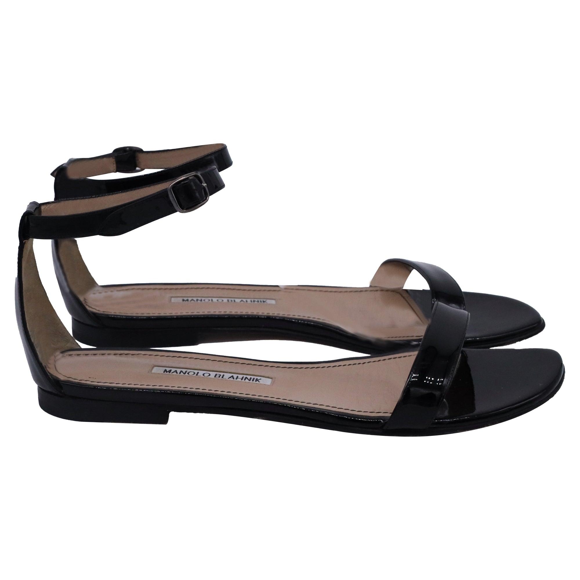 MANOLO BLAHNIK CHAFLA HI スエードアンクルストラップ MANOLO BLAHNIK Espadra collapsible-heel leather-trimmed