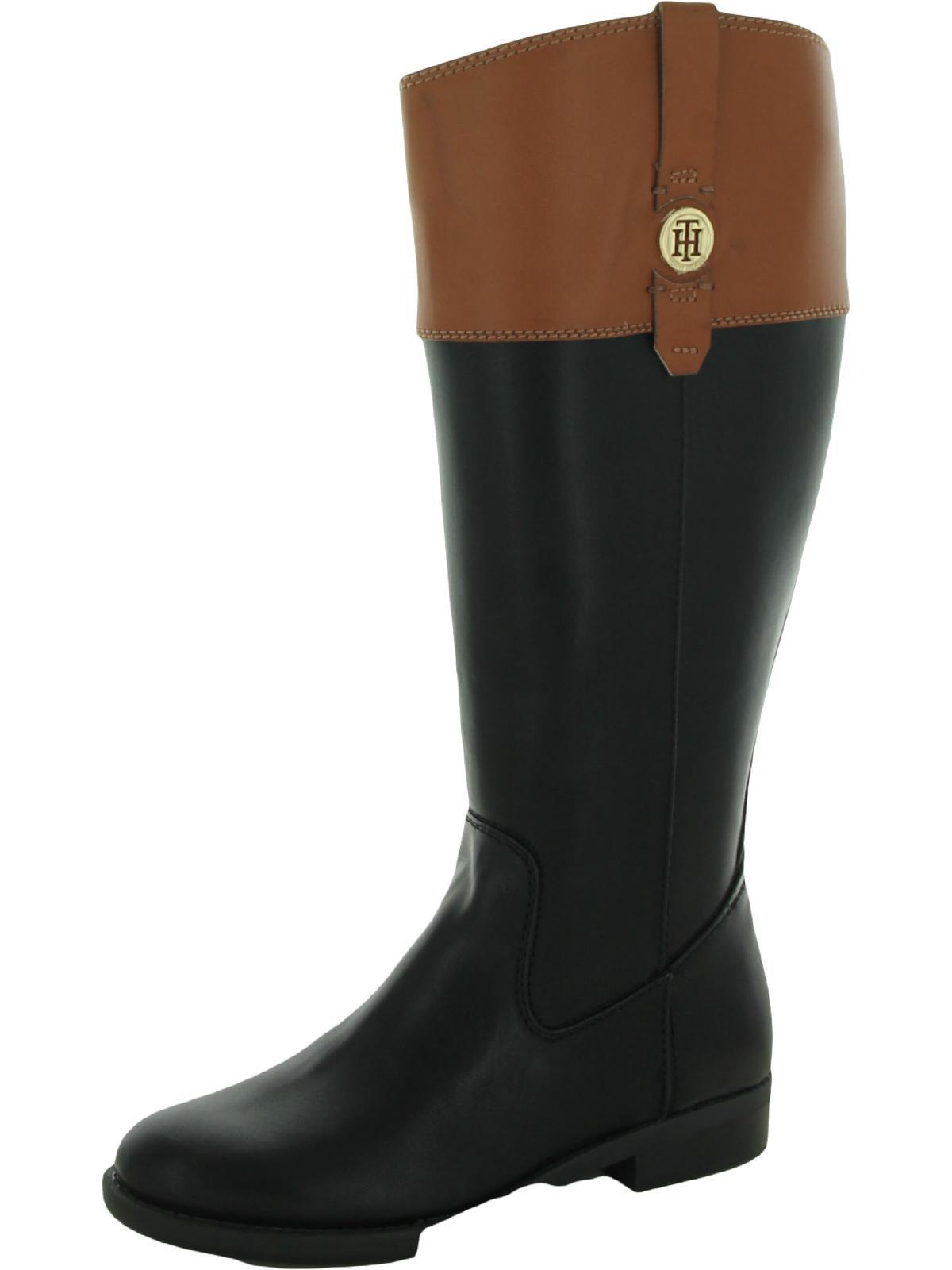 Tommy Hilfiger Shano Wide-calf Faux Leather Riding Boots in Black | Lyst