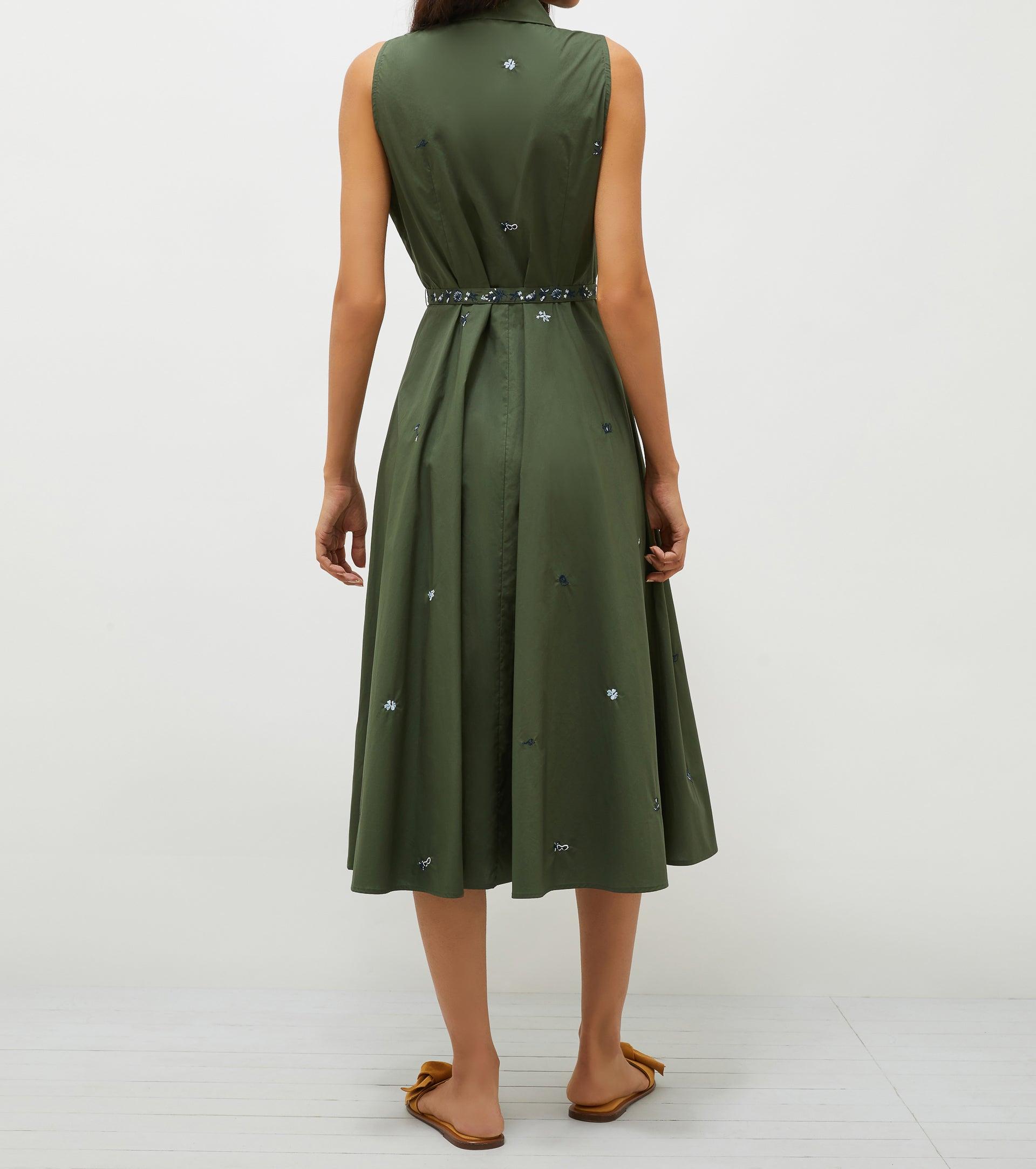 green emerald velvet dress Marella green midi guest dress – Boüret main image 1
