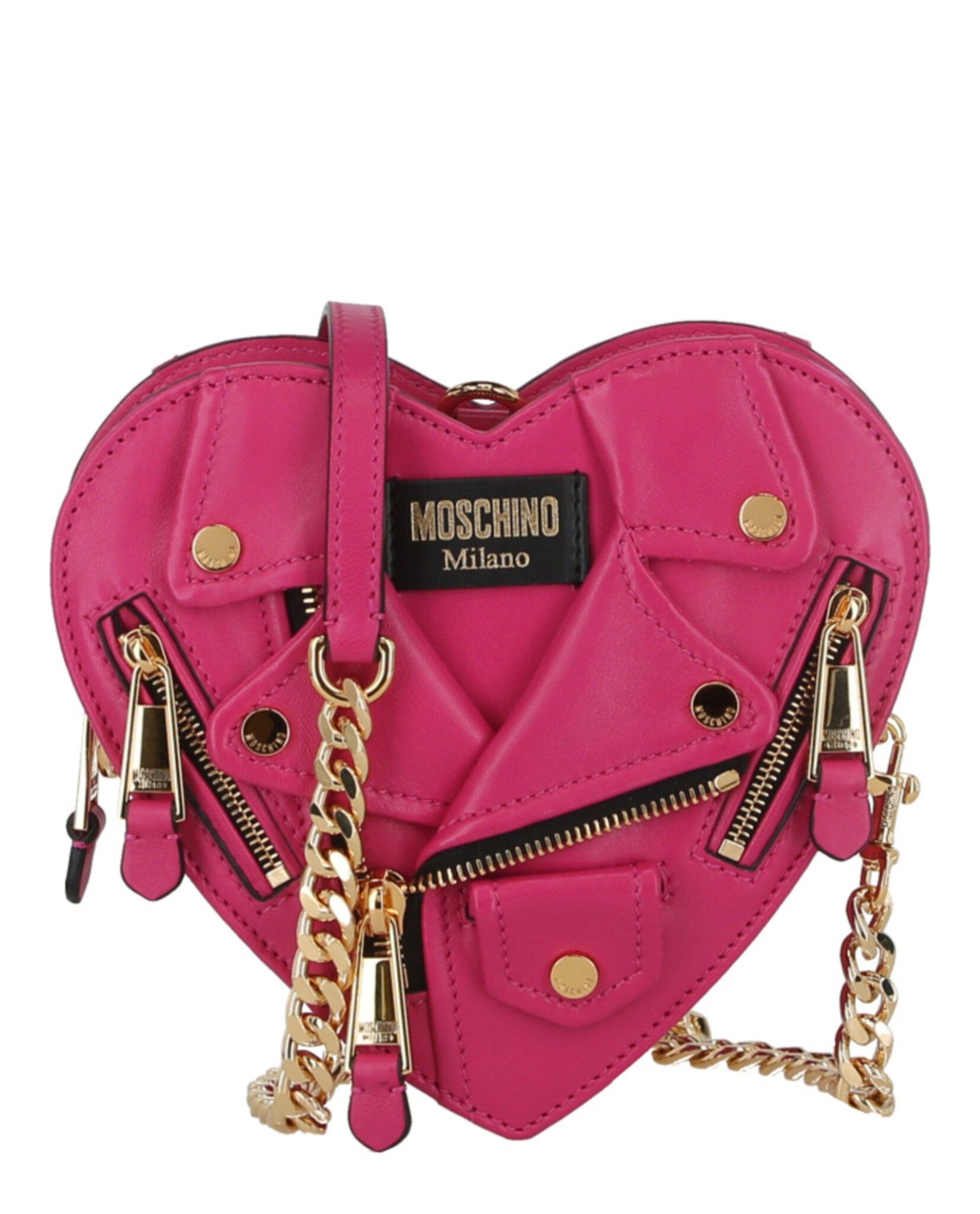 Moschino Heart-Shaped Biker Crossbody Bag - Pink