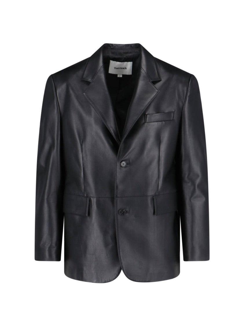 ジャケット・アウター TONYWACK Single-Breasted Tailored Coat tonywack-black-Leather-Single-