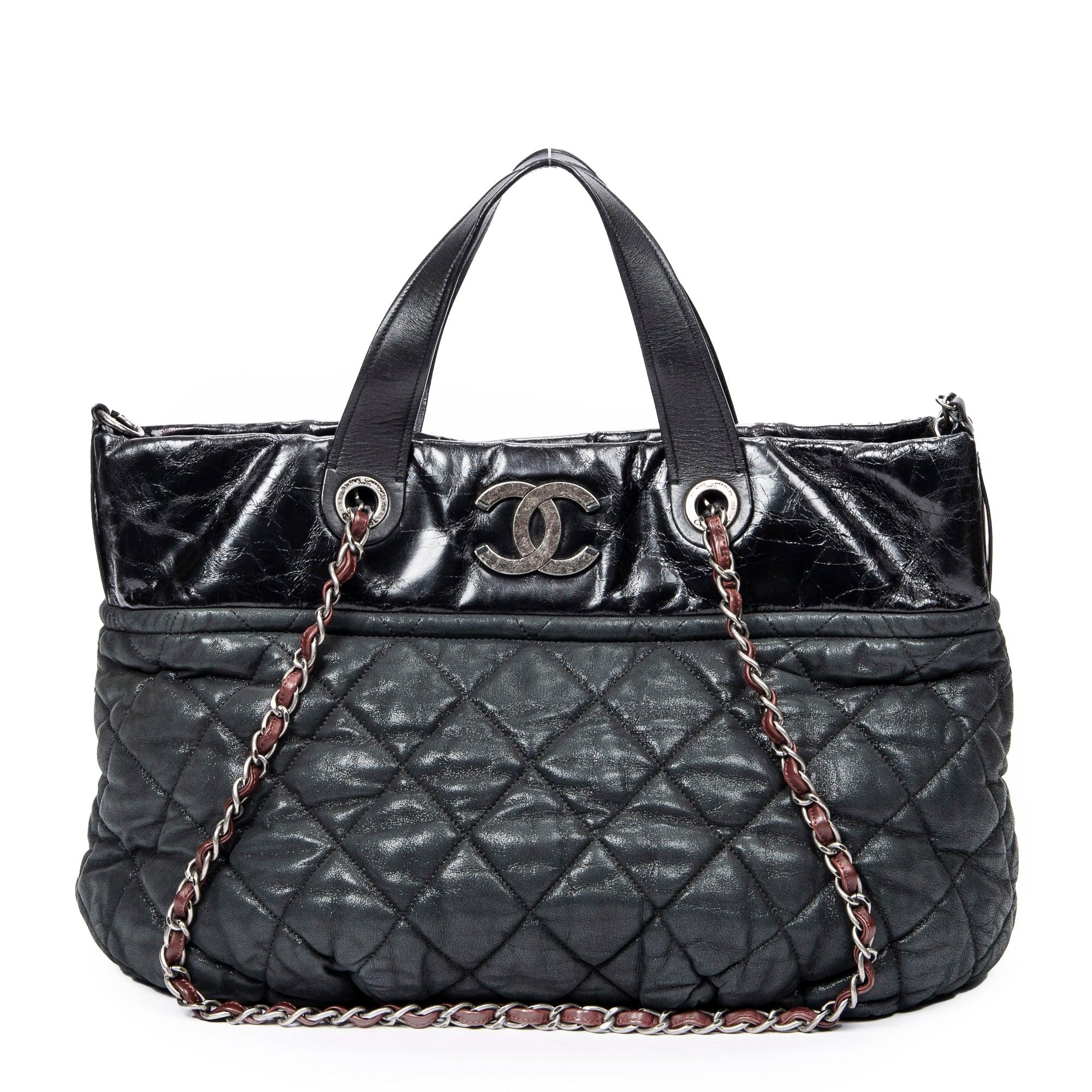 Chanel Glazed Distressed Calfskin Leather Tote Black with Silver Hardware -  Luxury In Reach