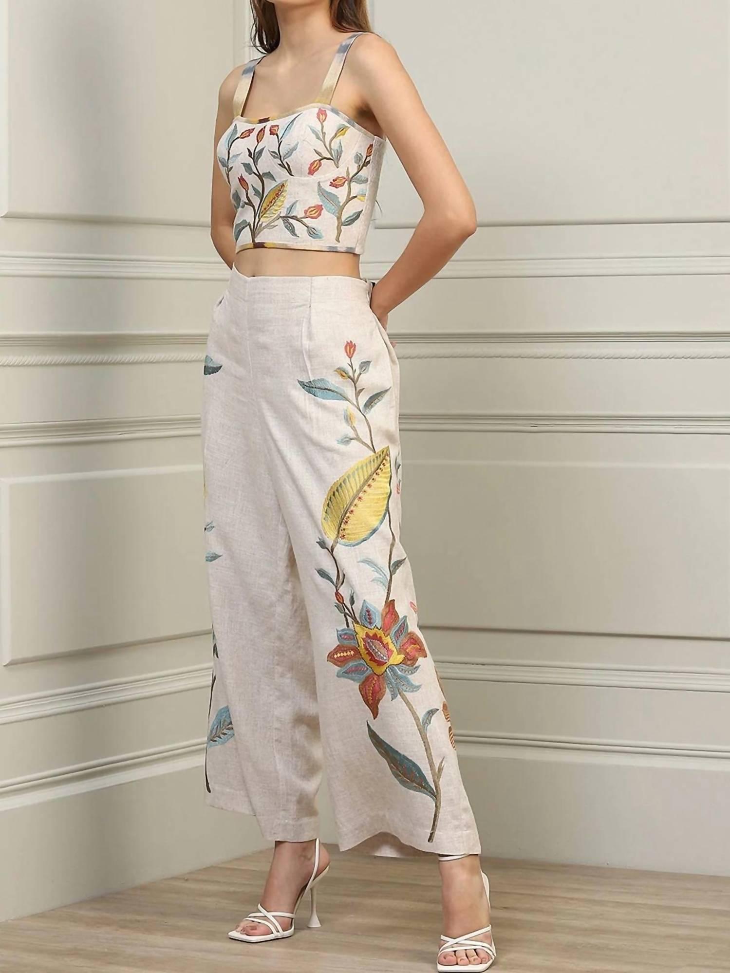 Ranna Gill Zoya Pant In Floral in Natural