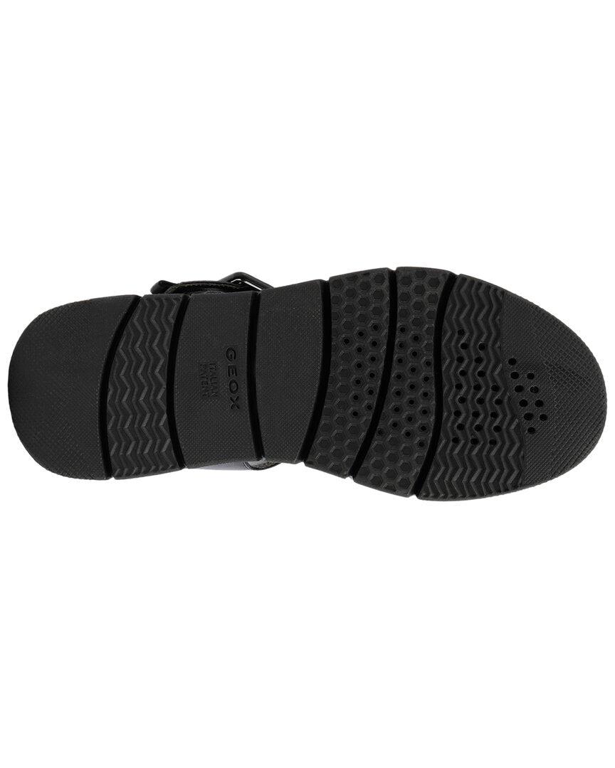 Geox D Dandra 40 Leather-trim Sandal in Black | Lyst