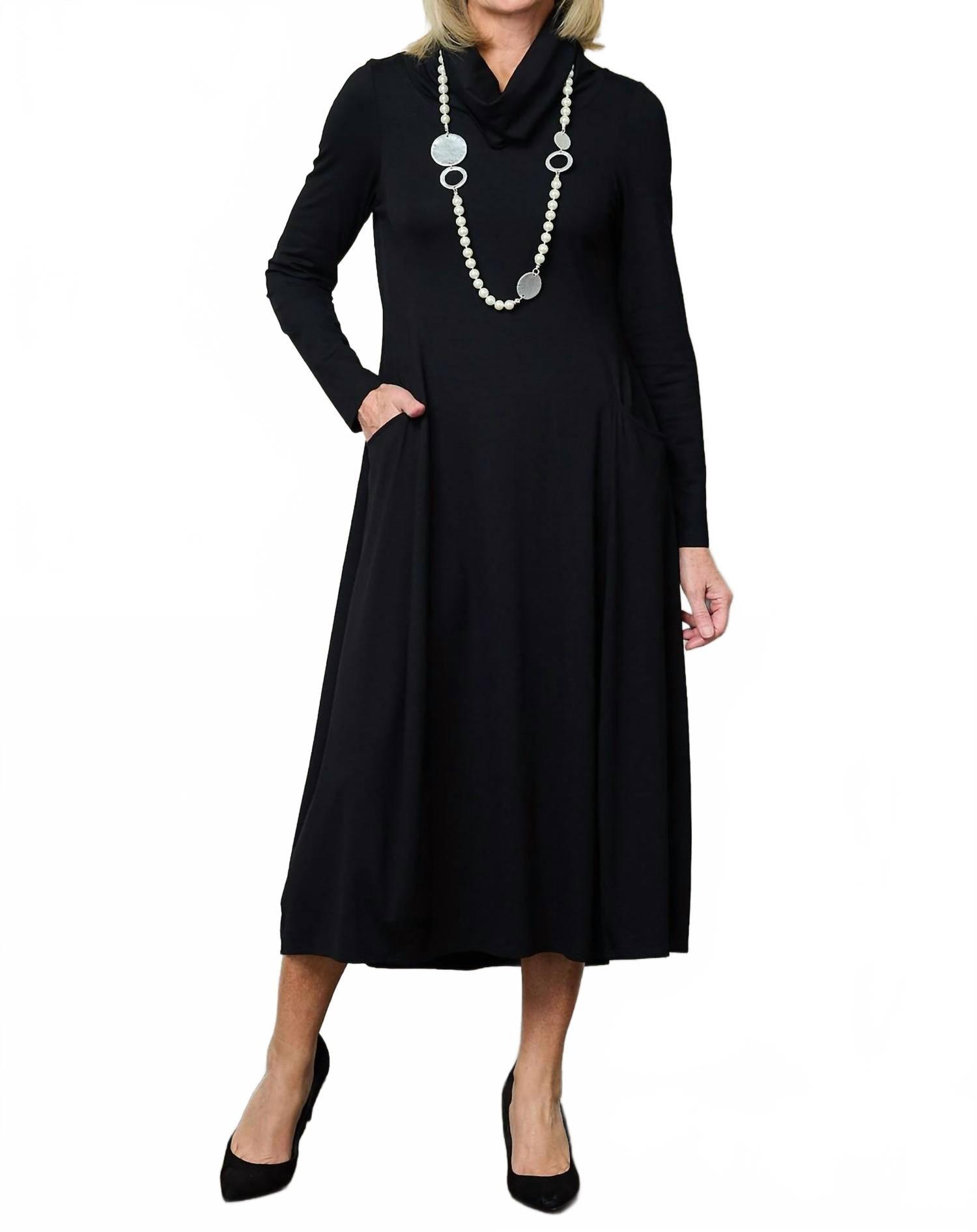 knee length dresses for ladies Gap Black Ribbed Knit Cowl Neck Mini Pull On Long Sleeve Sweater Dress   Brie