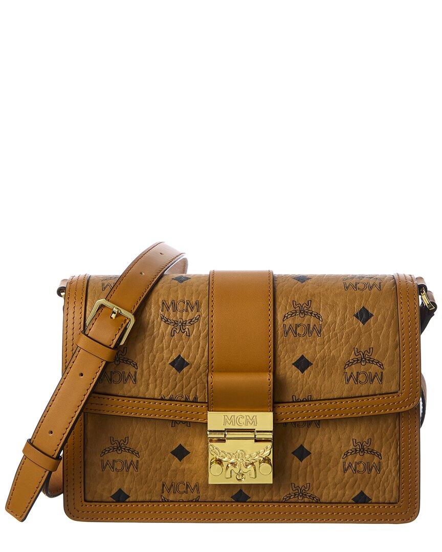 MCM Tracy Medium Visetos & Leather Shoulder Bag in Brown Lyst