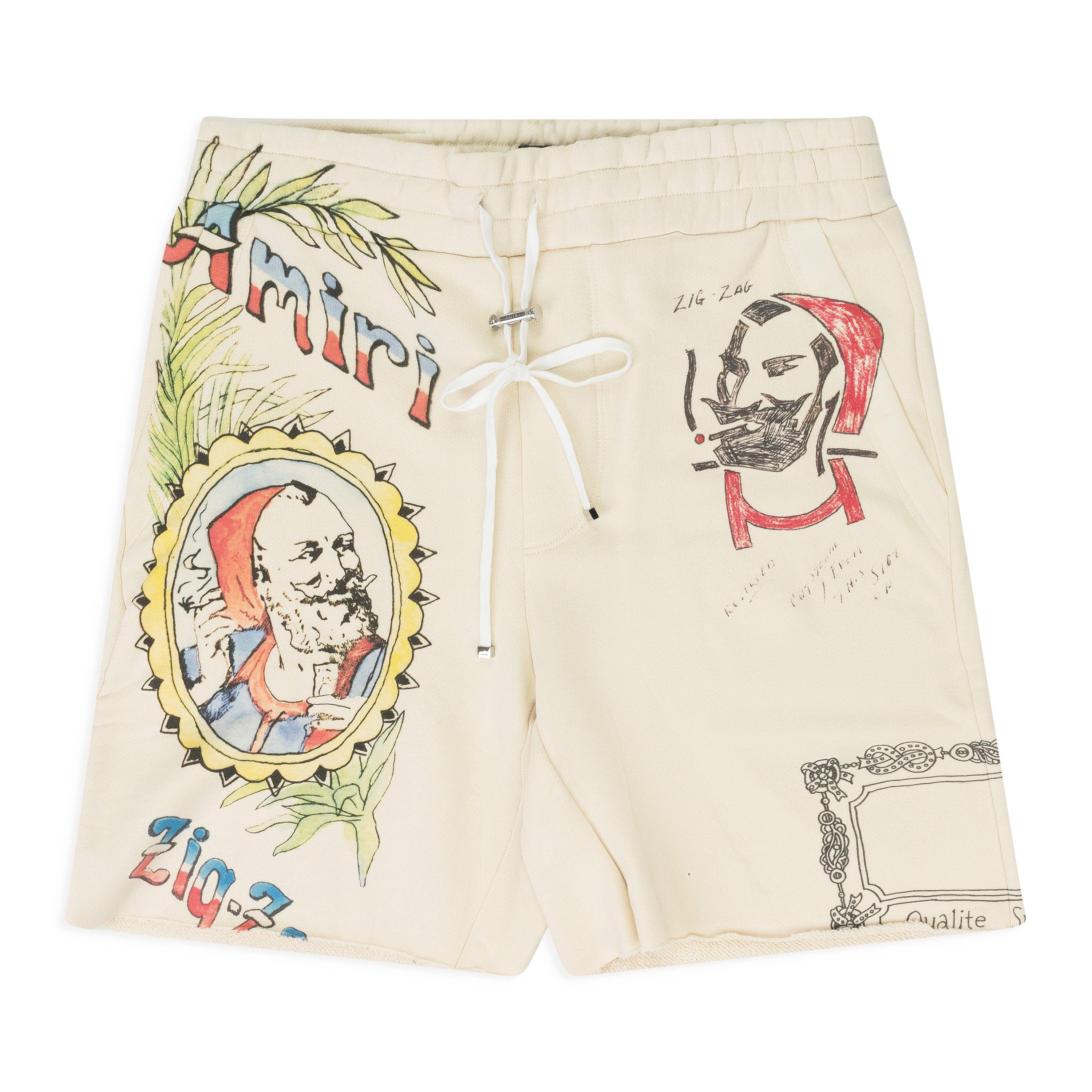 Amiri Almond Zig Zag Sketch Sweatshorts in Natural for Men | Lyst